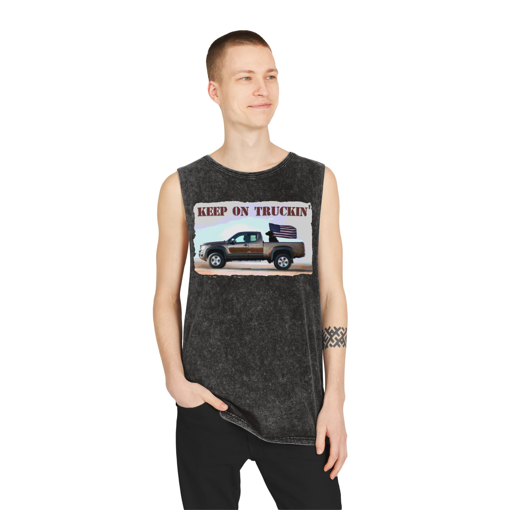 Tank Top - Keep on Truckin' Stonewash Unisex Shirt - Image 3