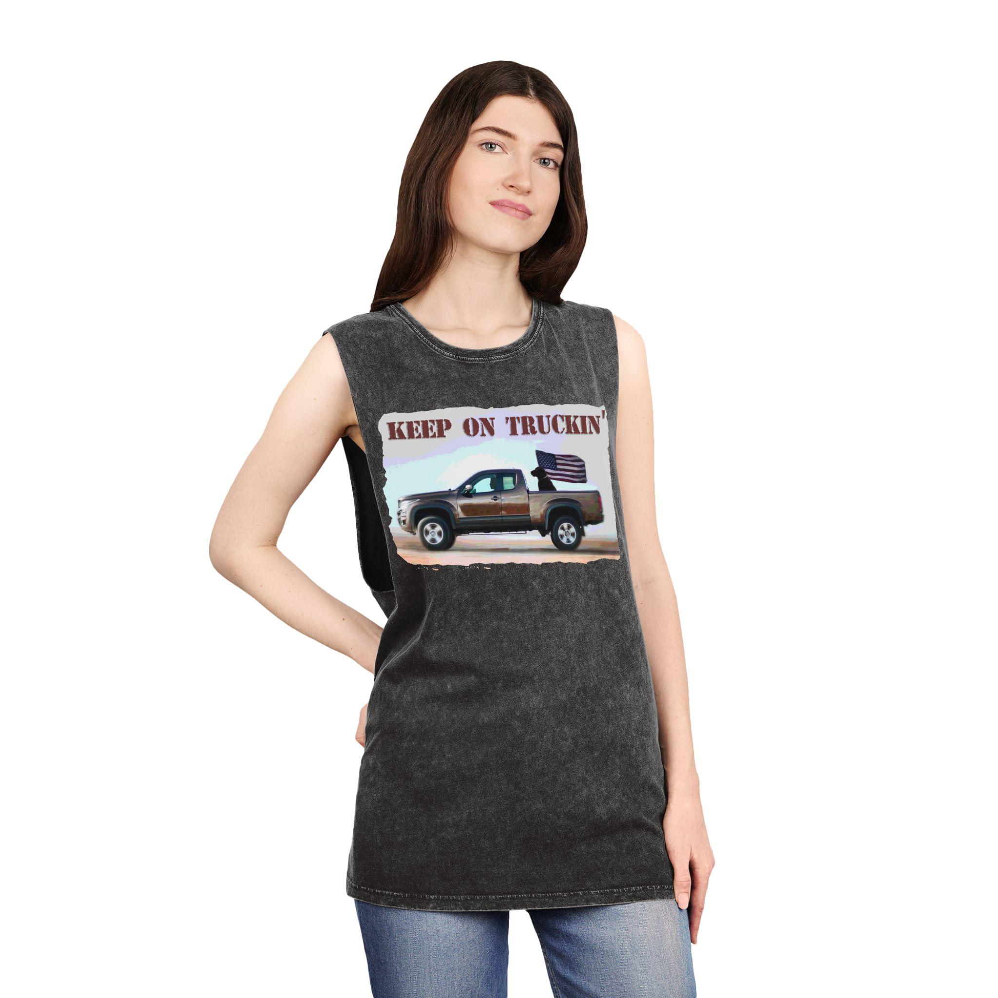 Tank Top - Keep on Truckin' Stonewash Unisex Shirt - Image 4