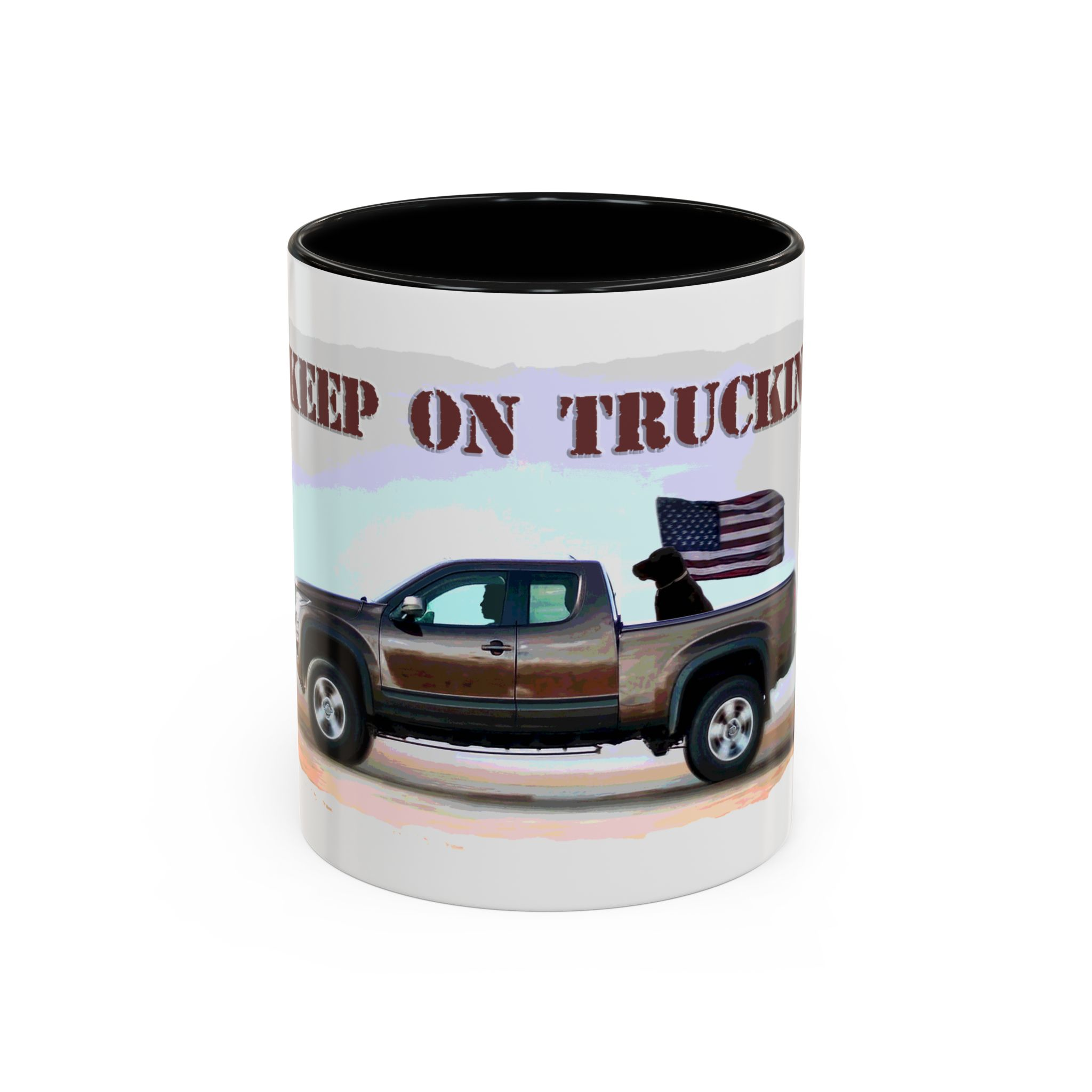 Patriotic "Keep On Truckin'" Accent Coffee Mug (11/15 oz)