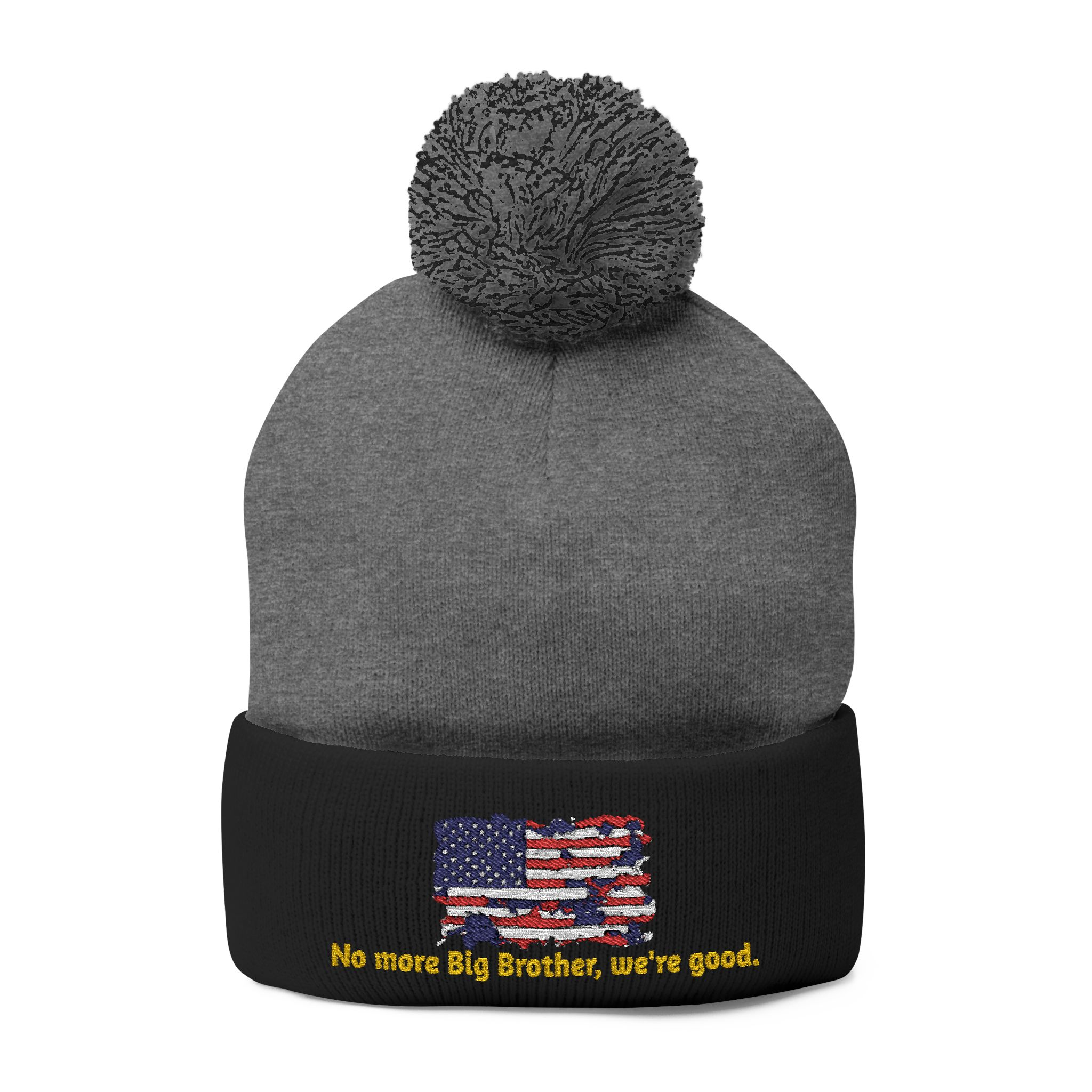 Pom-Pom Knit Cap — "No More Big Brother Stuff!" Embroidered Beanie - Image 16