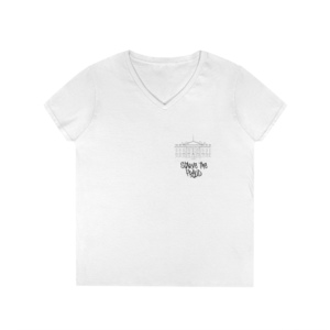 Ladies' V-Neck T-Shirt — 'Stress Less, Friend' Minimal Pocket Tee