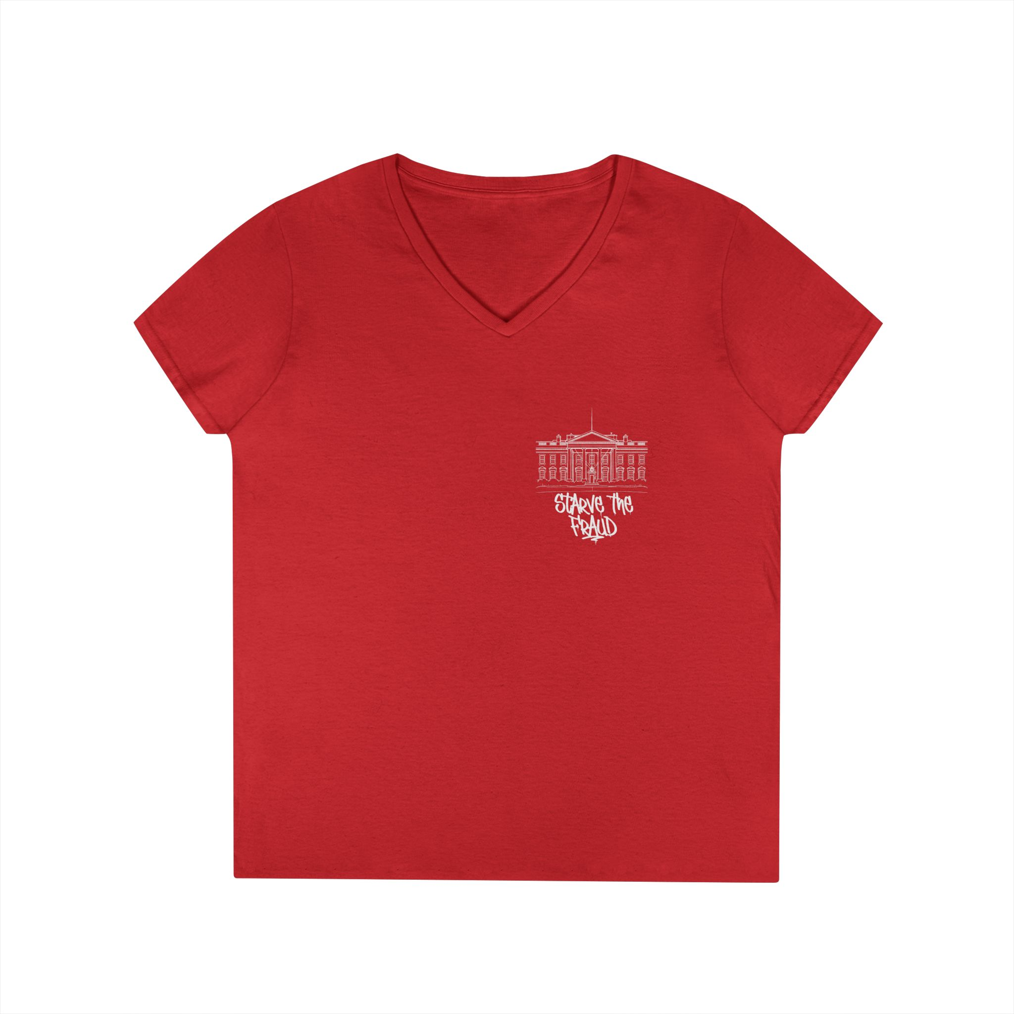 Ladies' V-Neck T-Shirt — 'Stress Less, Friend' Minimal Pocket Tee - Image 2