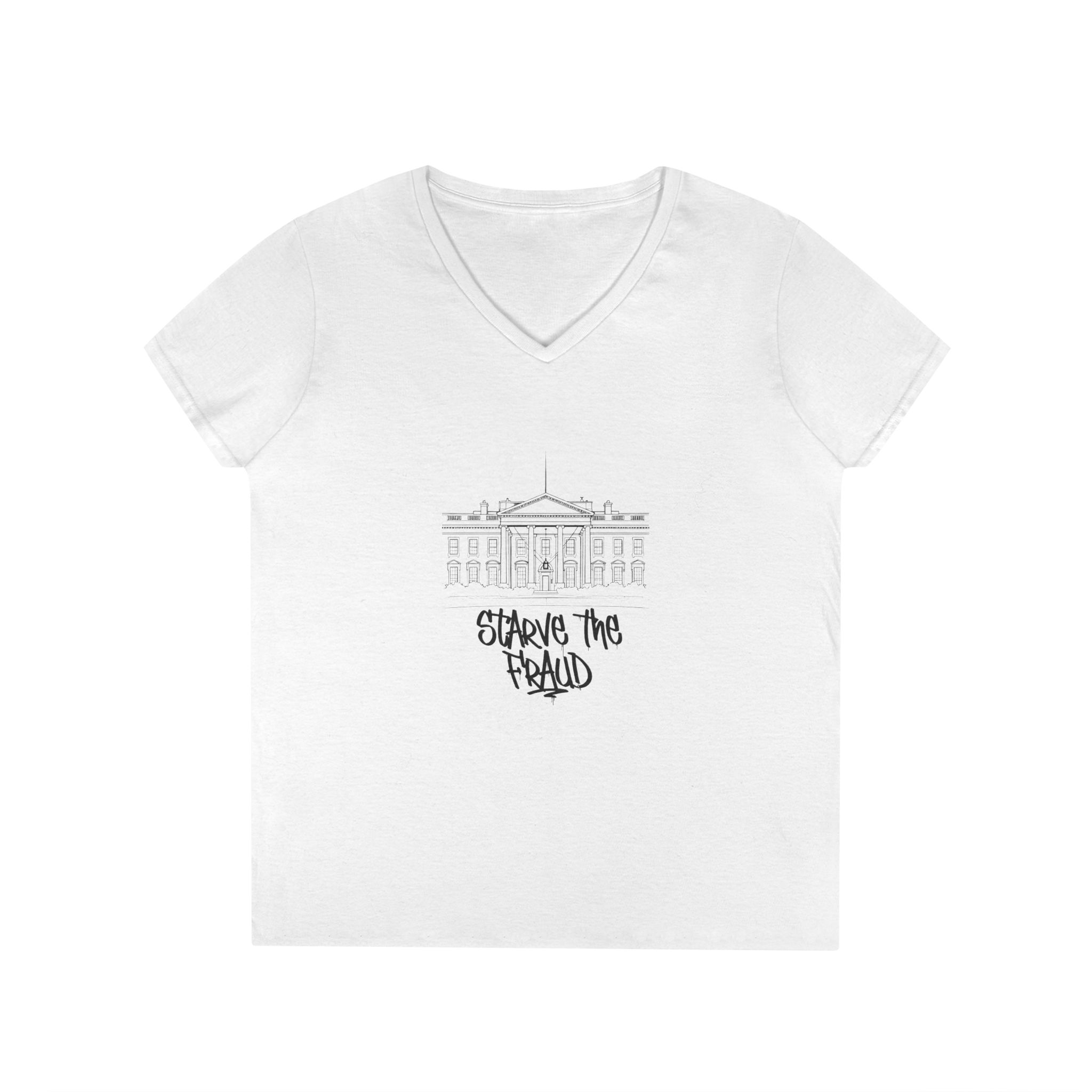Ladies' V-Neck T-Shirt — "Serve the Proud" Script Graphic, Casual Everyday Tee