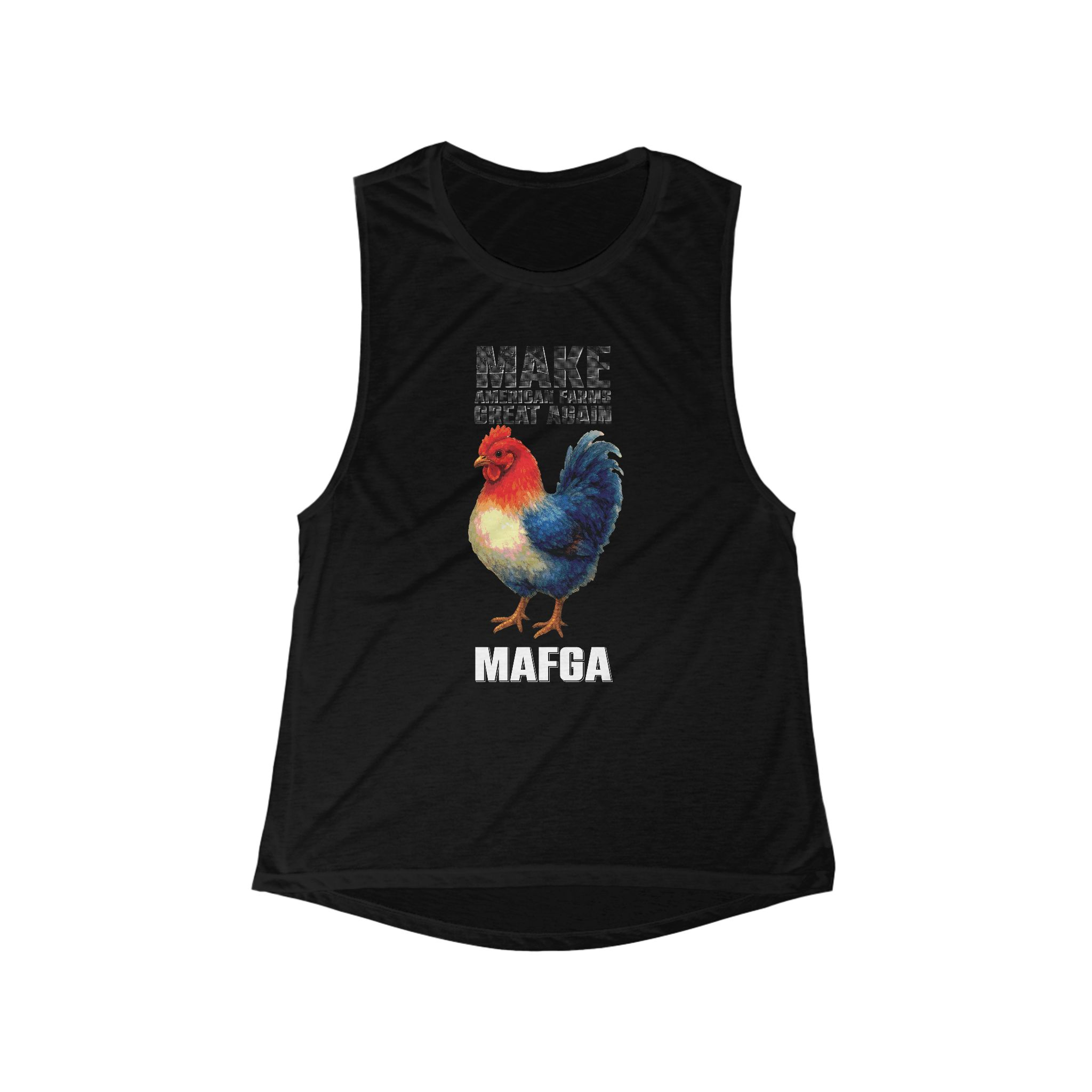 Rooster Graphic Tank Top — “MAFGA” Vintage Farm Chicken Muscle Tee