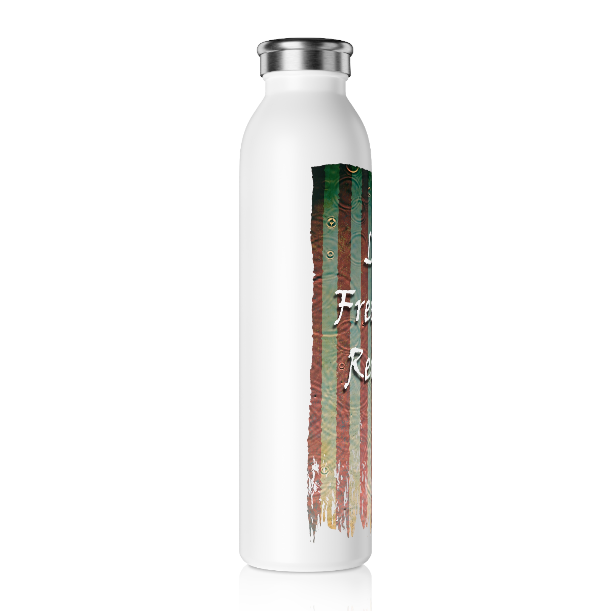 Patriotic Slim Water Bottle - Let Freedom Reign! | Reusable Flask, Eco-Friendly Bottle, Gift for Veterans, USA Pride, Outdoor Adventure - Image 2