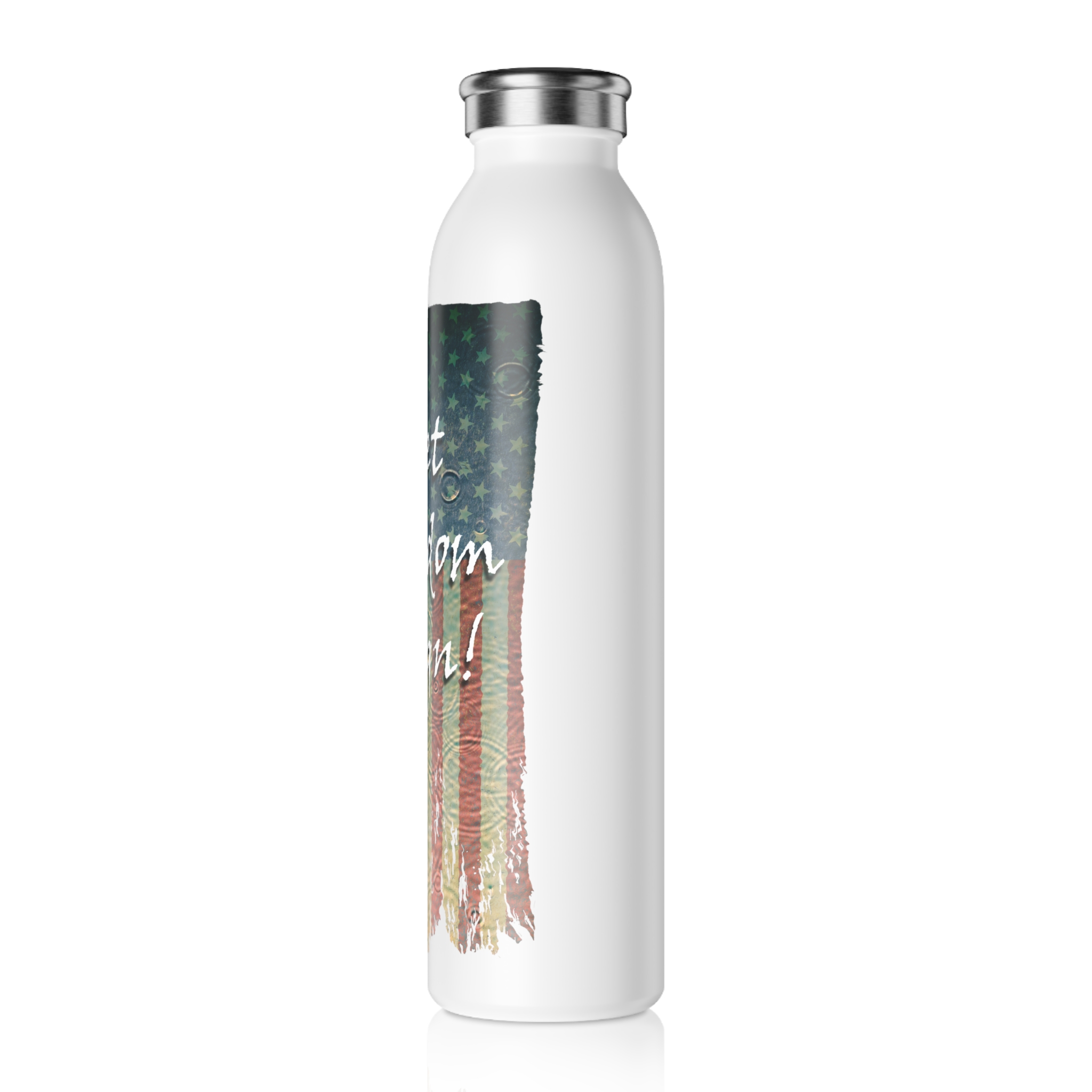 Patriotic Slim Water Bottle - Let Freedom Reign! | Reusable Flask, Eco-Friendly Bottle, Gift for Veterans, USA Pride, Outdoor Adventure - Image 3