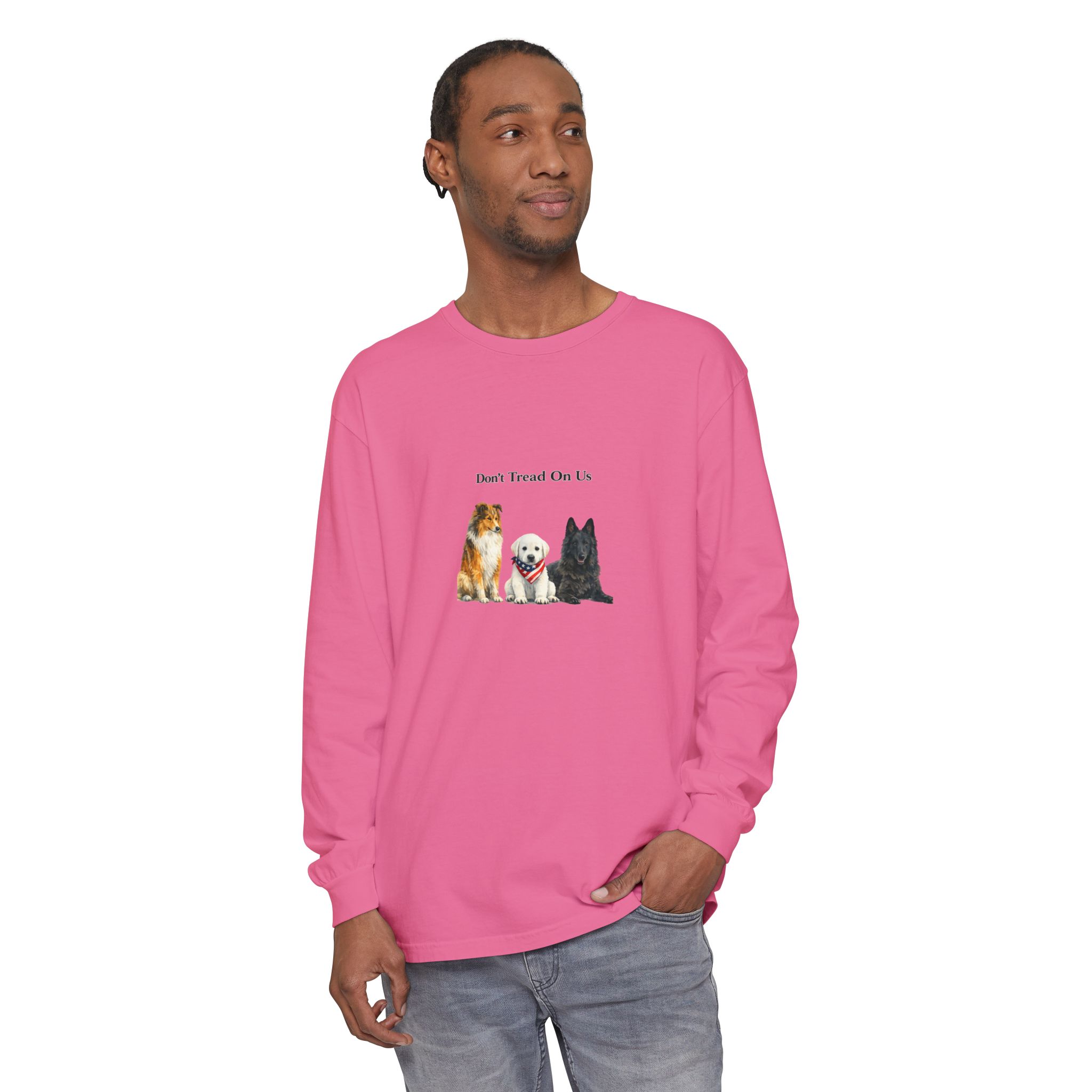 Don't Tread On Us Dogs Long Sleeve T-Shirt | Trio of Dog Portraits - Image 43