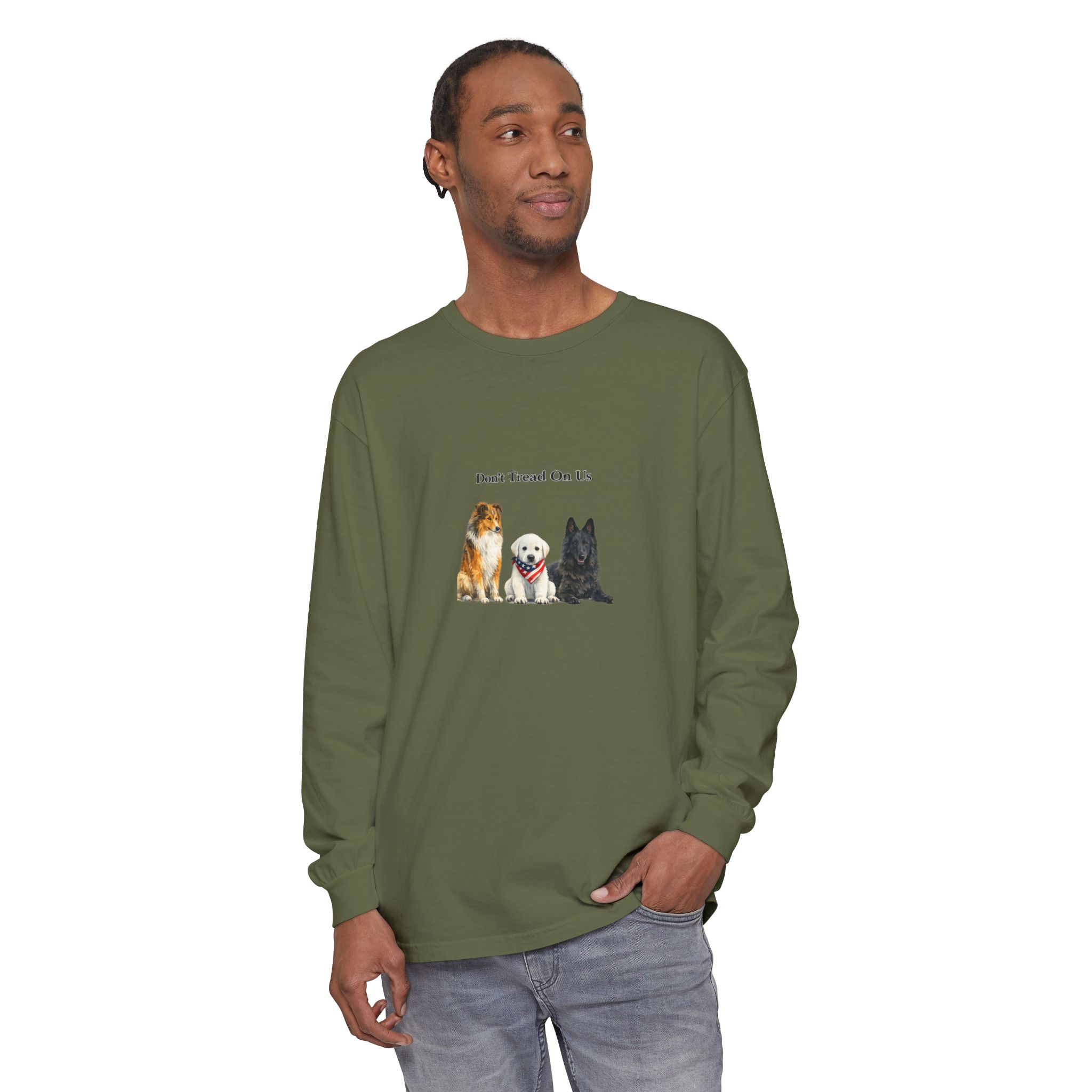 Don't Tread On Us Dogs Long Sleeve T-Shirt | Trio of Dog Portraits - Image 27