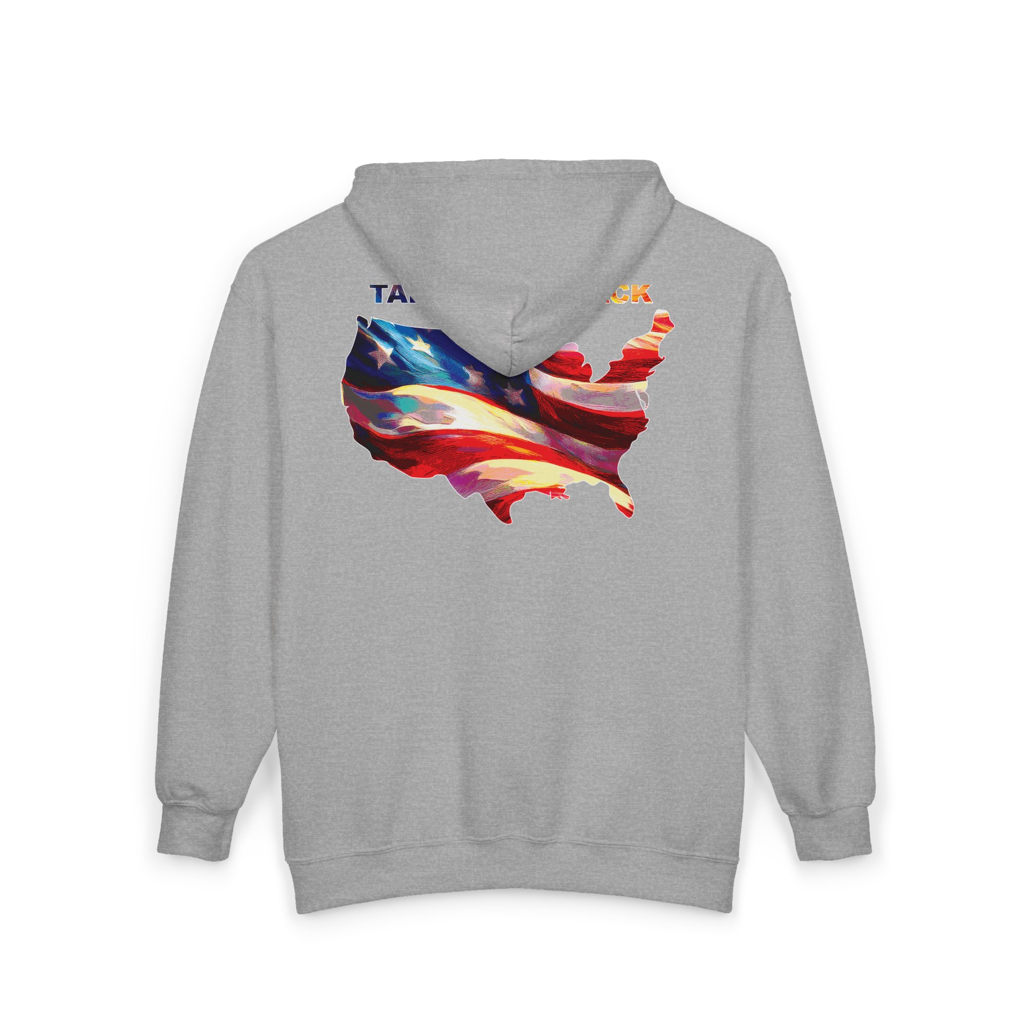 Full Zip Hooded Sweatshirt 'Taking Her Back' Patriotic Design - Image 4