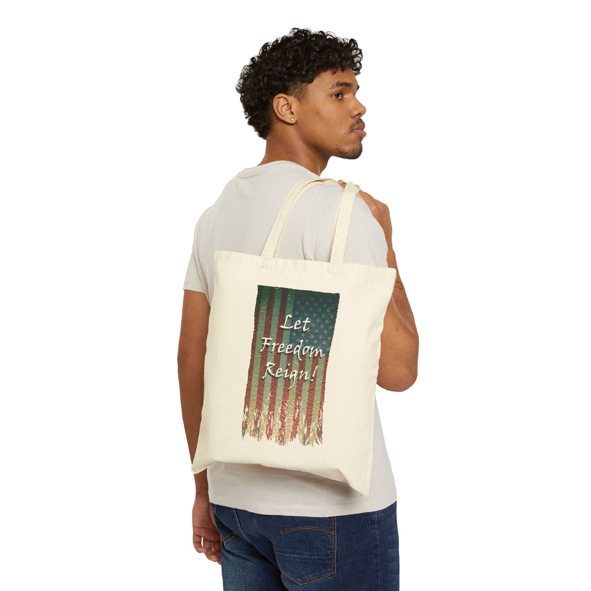 Patriotic Cotton Canvas Tote Bag, Let Freedom Reign! - Image 3