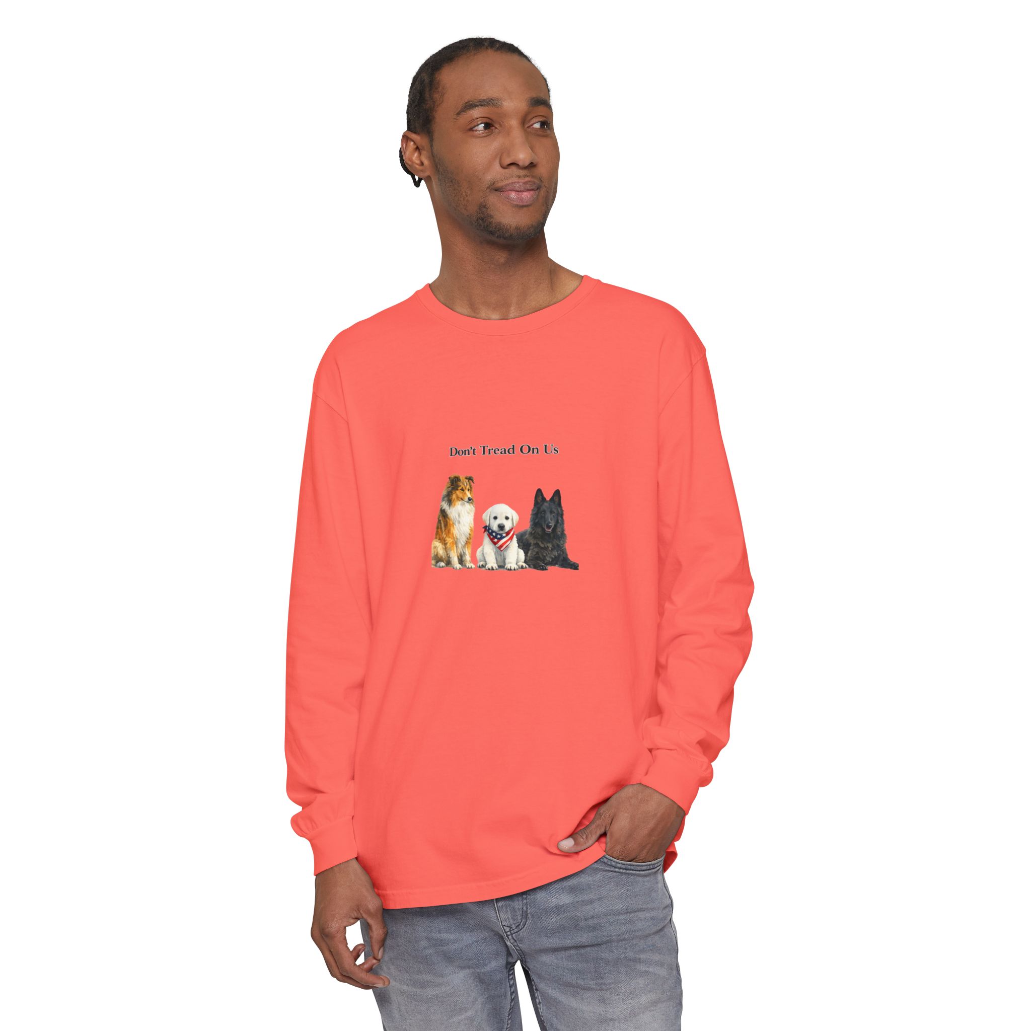 Don't Tread On Us Dogs Long Sleeve T-Shirt | Trio of Dog Portraits - Image 7
