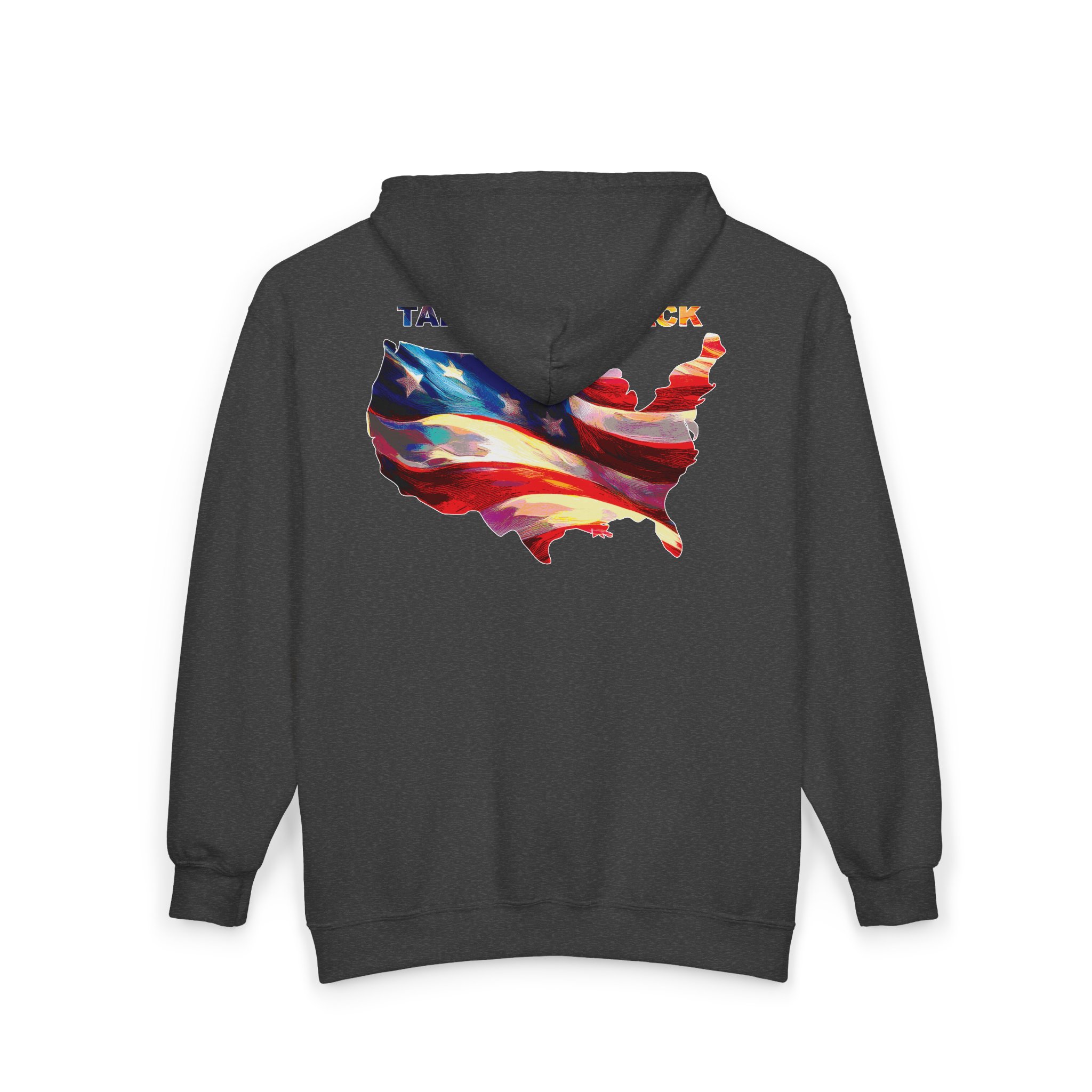 Full Zip Hooded Sweatshirt 'Taking Her Back' Patriotic Design - Image 7