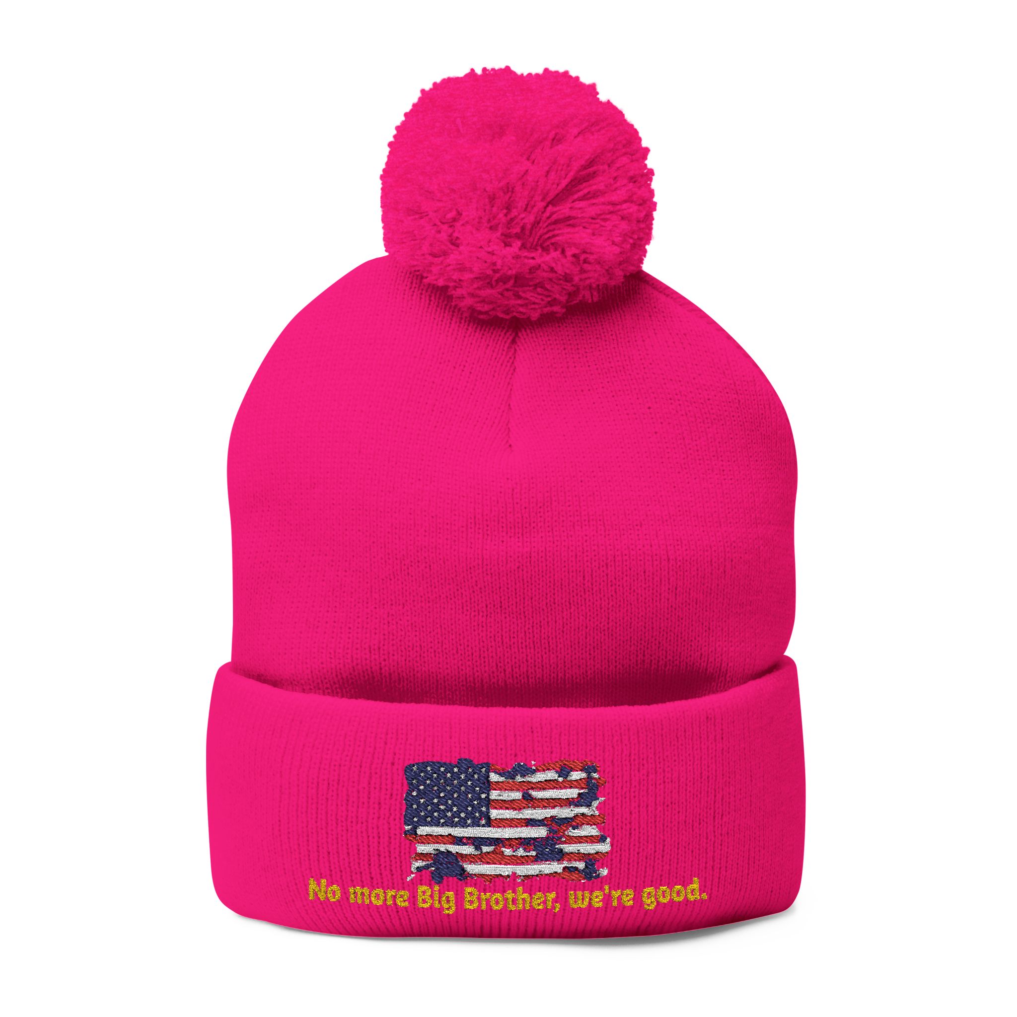 Pom-Pom Knit Cap — "No More Big Brother Stuff!" Embroidered Beanie - Image 33
