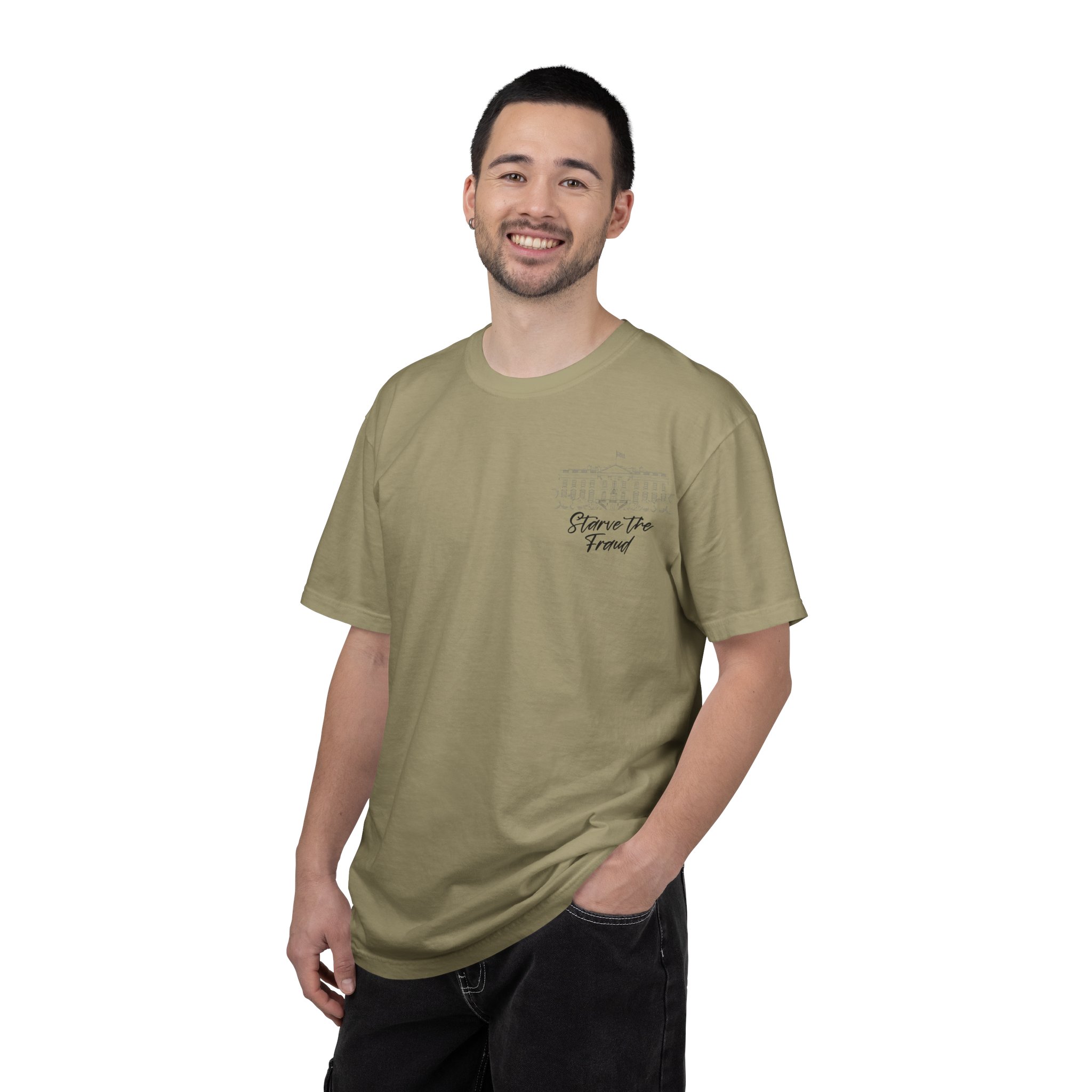 Starve the Fraud Graphic T-Shirt — Political Satire Tee - Image 32