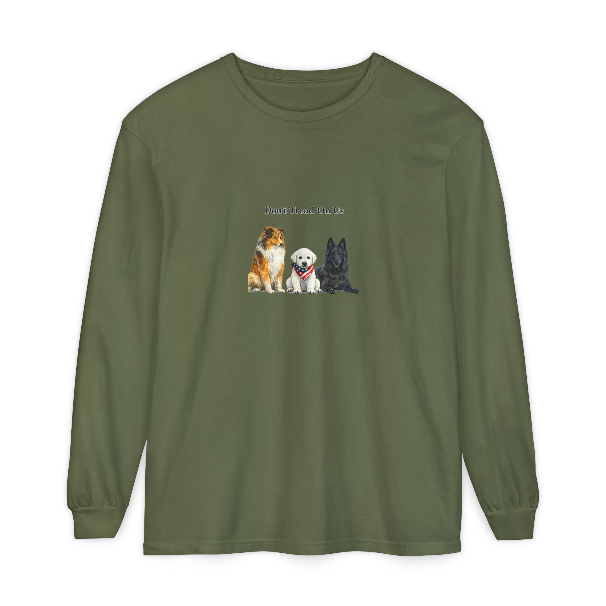 Don't Tread On Us Dogs Long Sleeve T-Shirt | Trio of Dog Portraits - Image 25