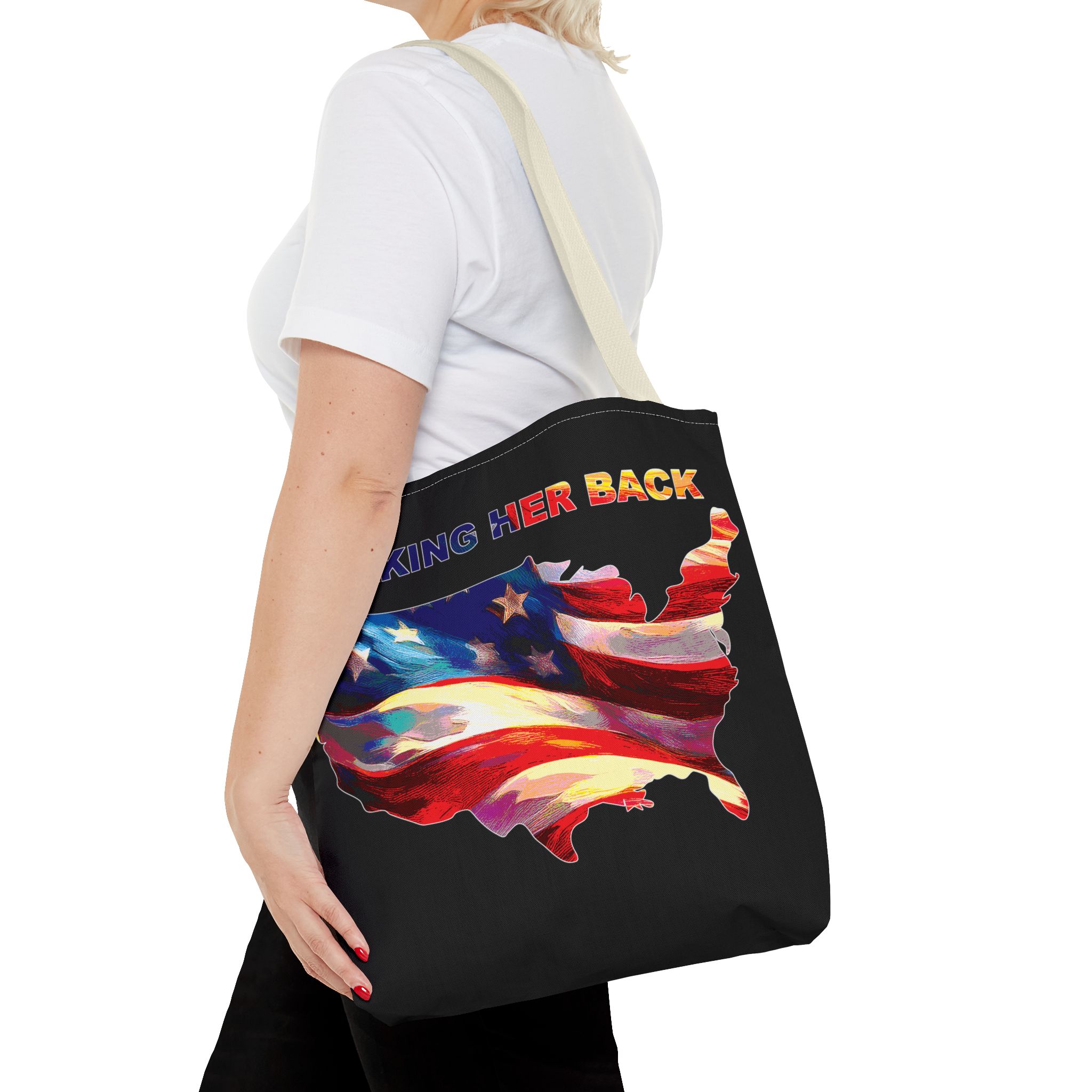 Patriotic Tote Bag - 'Taking Her Back' Design for Fourth of July and Veterans Day - Image 44
