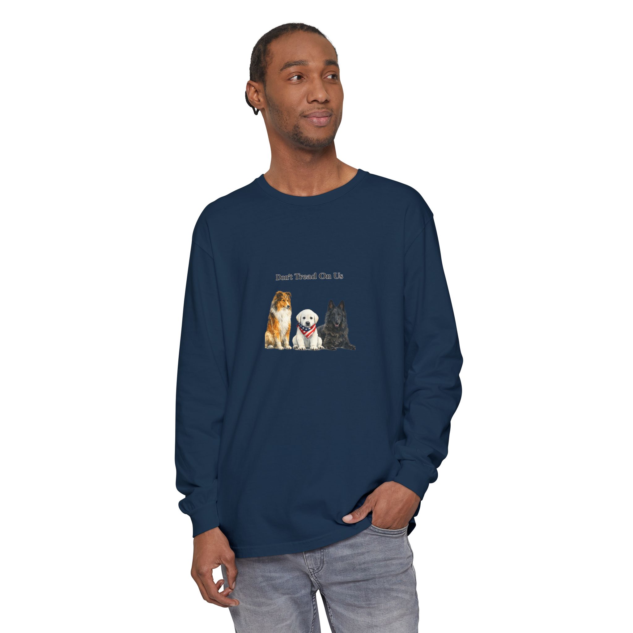 Don't Tread On Us Dogs Long Sleeve T-Shirt | Trio of Dog Portraits - Image 39