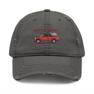 Red Pickup Truck Embroidery Distressed Hat