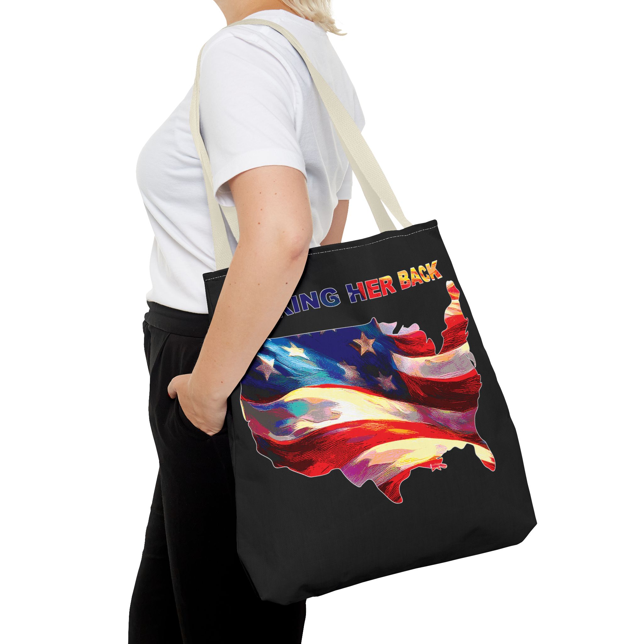 Patriotic Tote Bag - 'Taking Her Back' Design for Fourth of July and Veterans Day - Image 48
