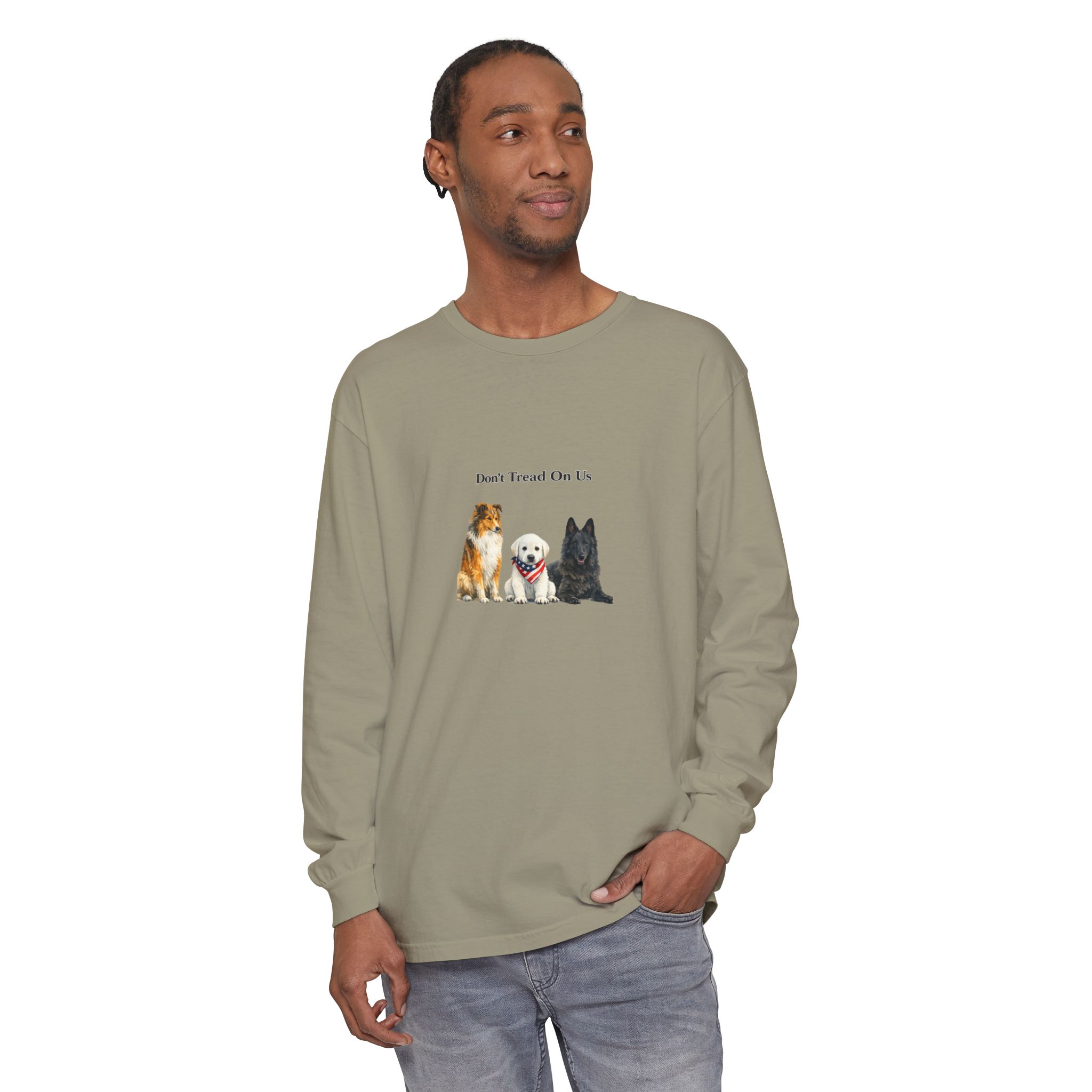 Don't Tread On Us Dogs Long Sleeve T-Shirt | Trio of Dog Portraits - Image 23
