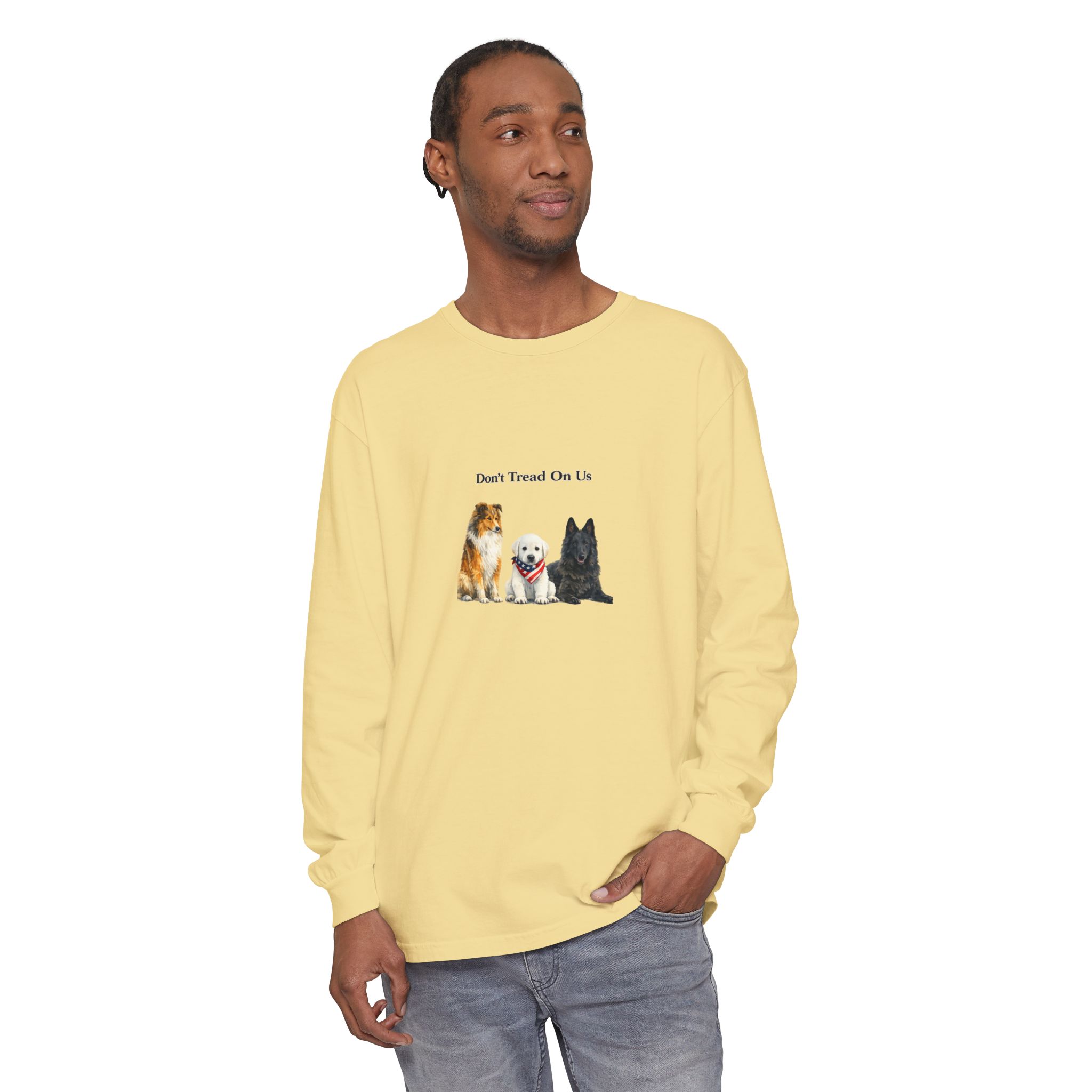 Don't Tread On Us Dogs Long Sleeve T-Shirt | Trio of Dog Portraits - Image 19
