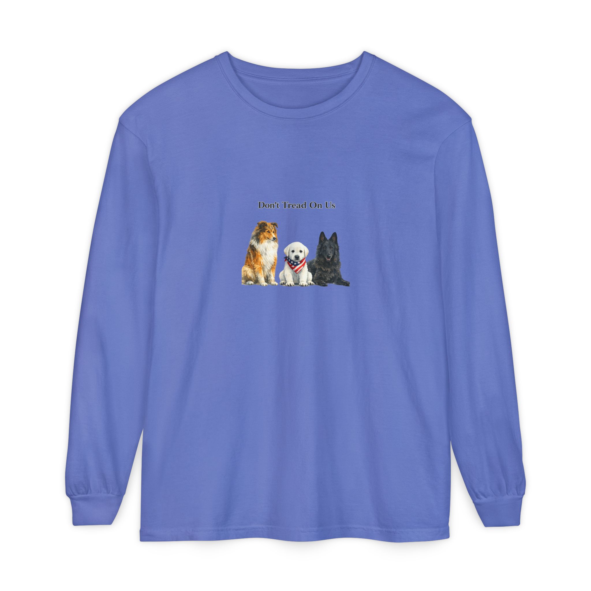 Don't Tread On Us Dogs Long Sleeve T-Shirt | Trio of Dog Portraits - Image 29