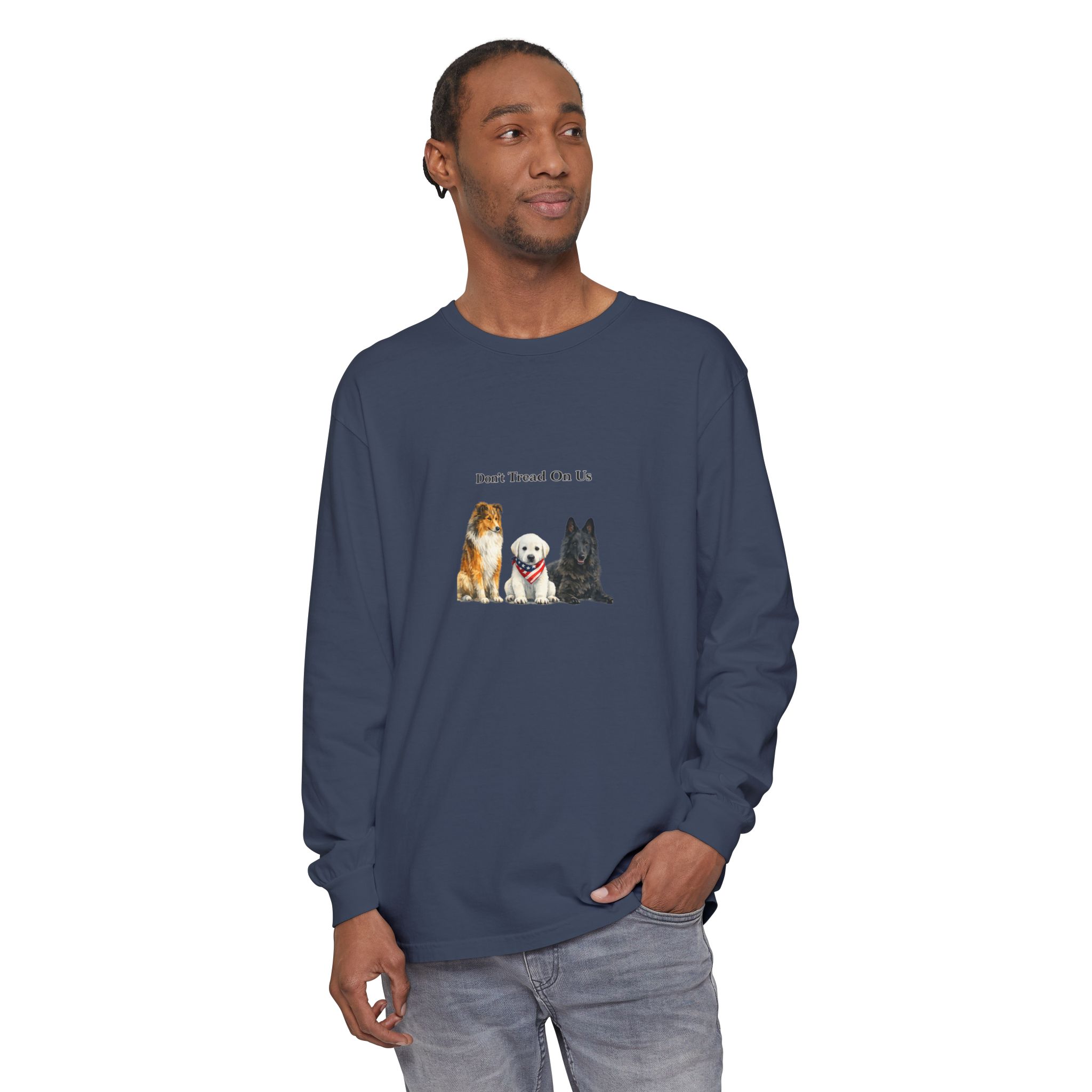 Don't Tread On Us Dogs Long Sleeve T-Shirt | Trio of Dog Portraits - Image 35