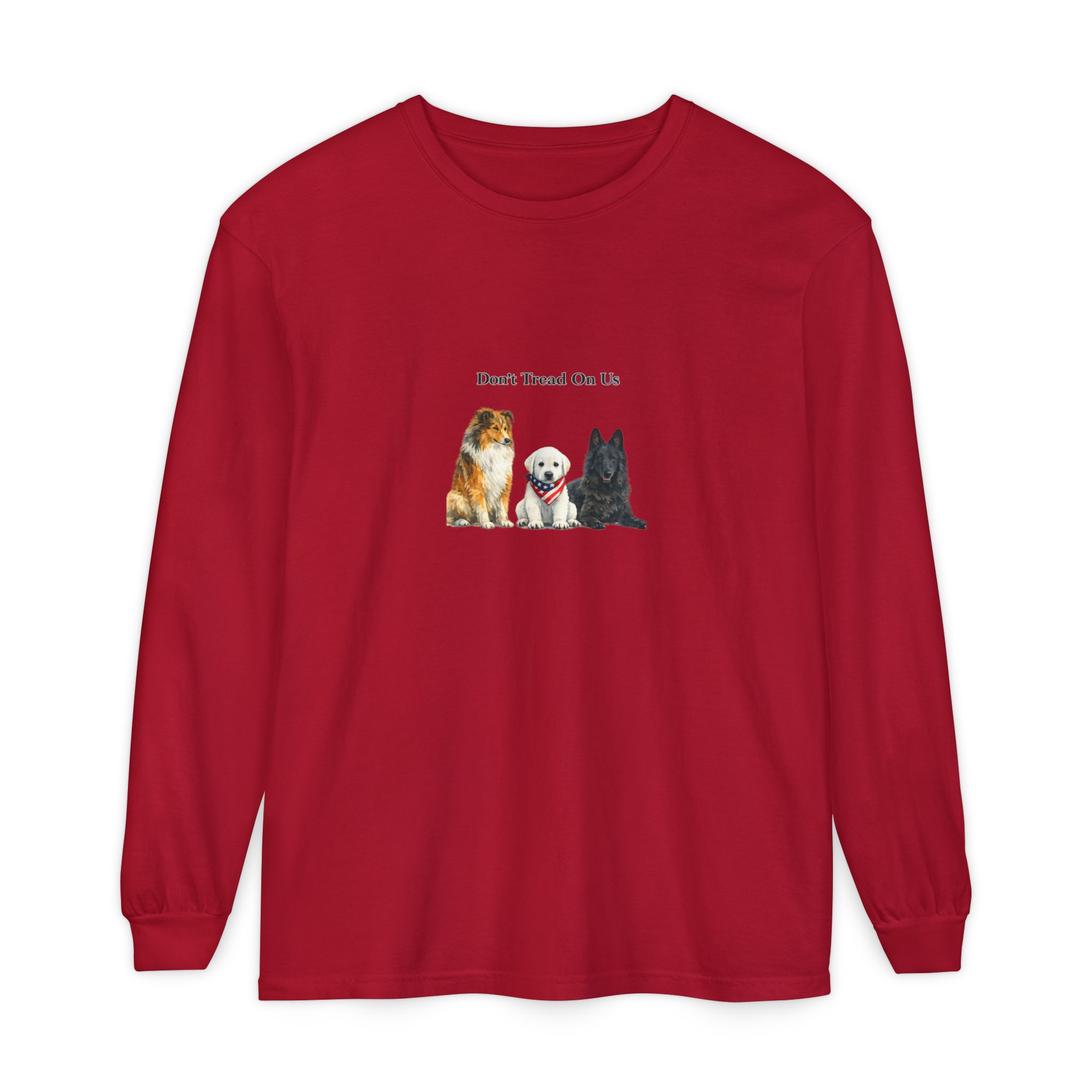 Don't Tread On Us Dogs Long Sleeve T-Shirt | Trio of Dog Portraits - Image 49
