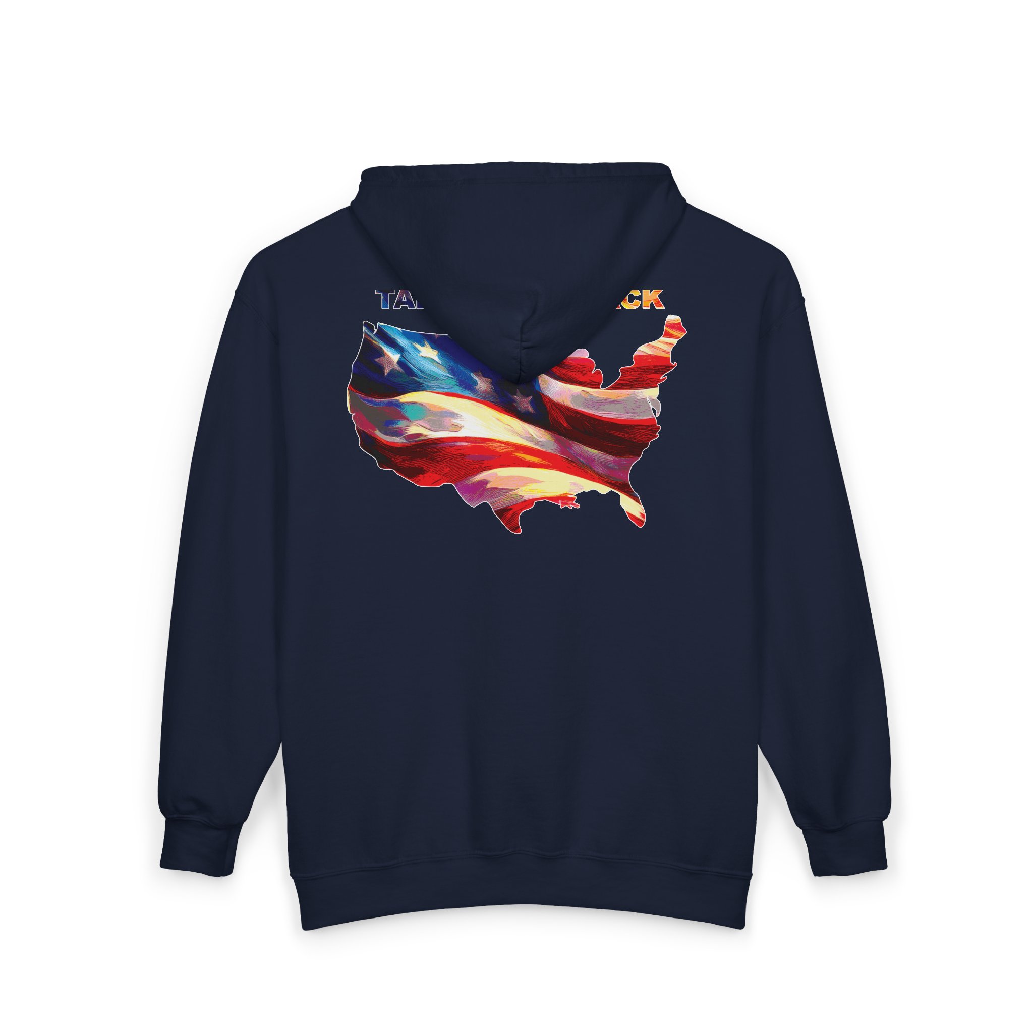 Full Zip Hooded Sweatshirt 'Taking Her Back' Patriotic Design - Image 9