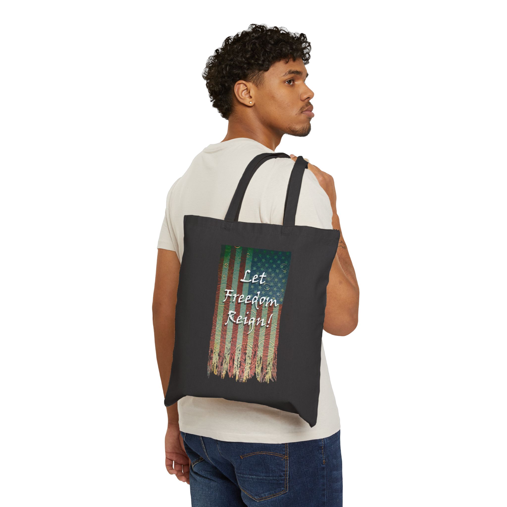 Patriotic Cotton Canvas Tote Bag, Let Freedom Reign! - Image 7