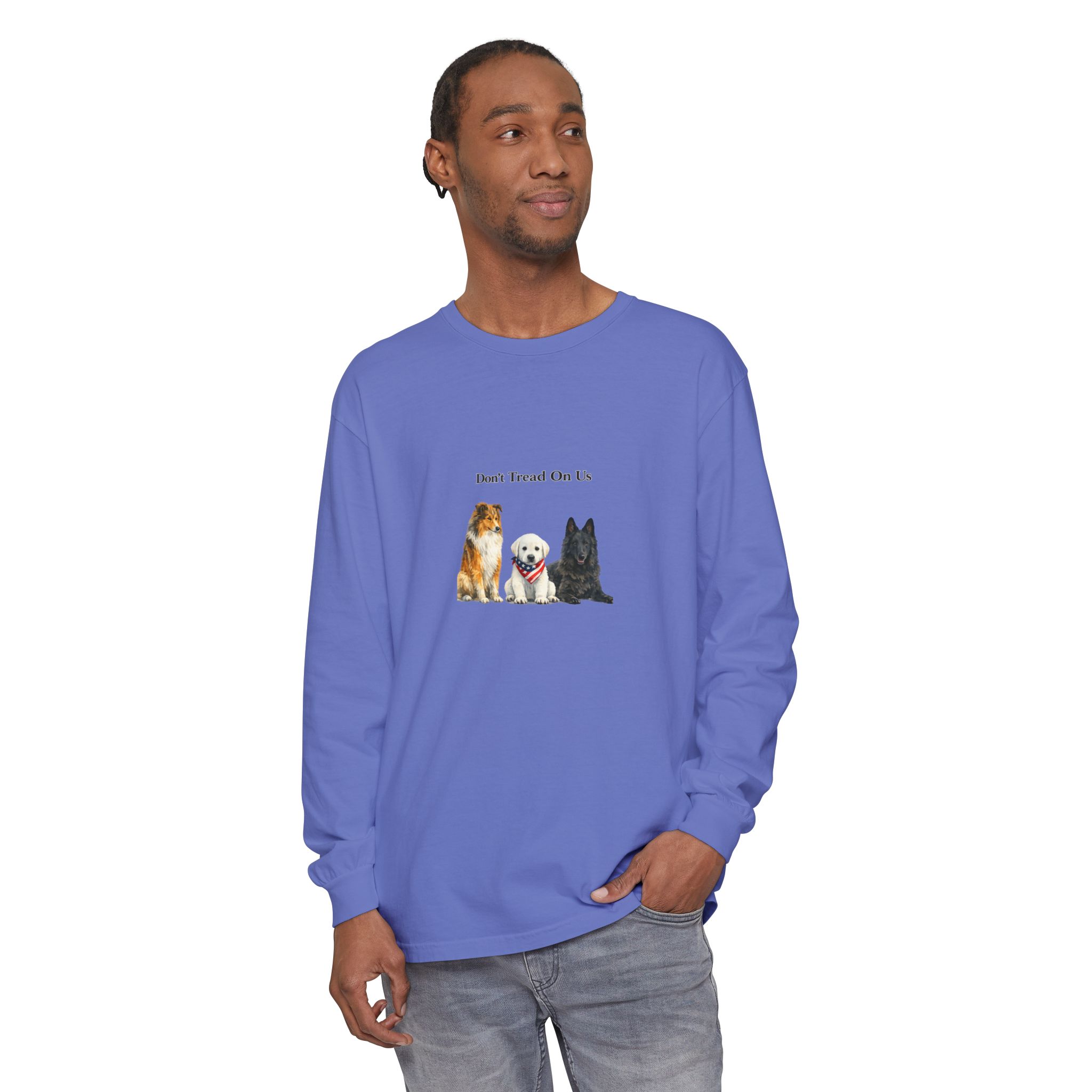 Don't Tread On Us Dogs Long Sleeve T-Shirt | Trio of Dog Portraits - Image 31