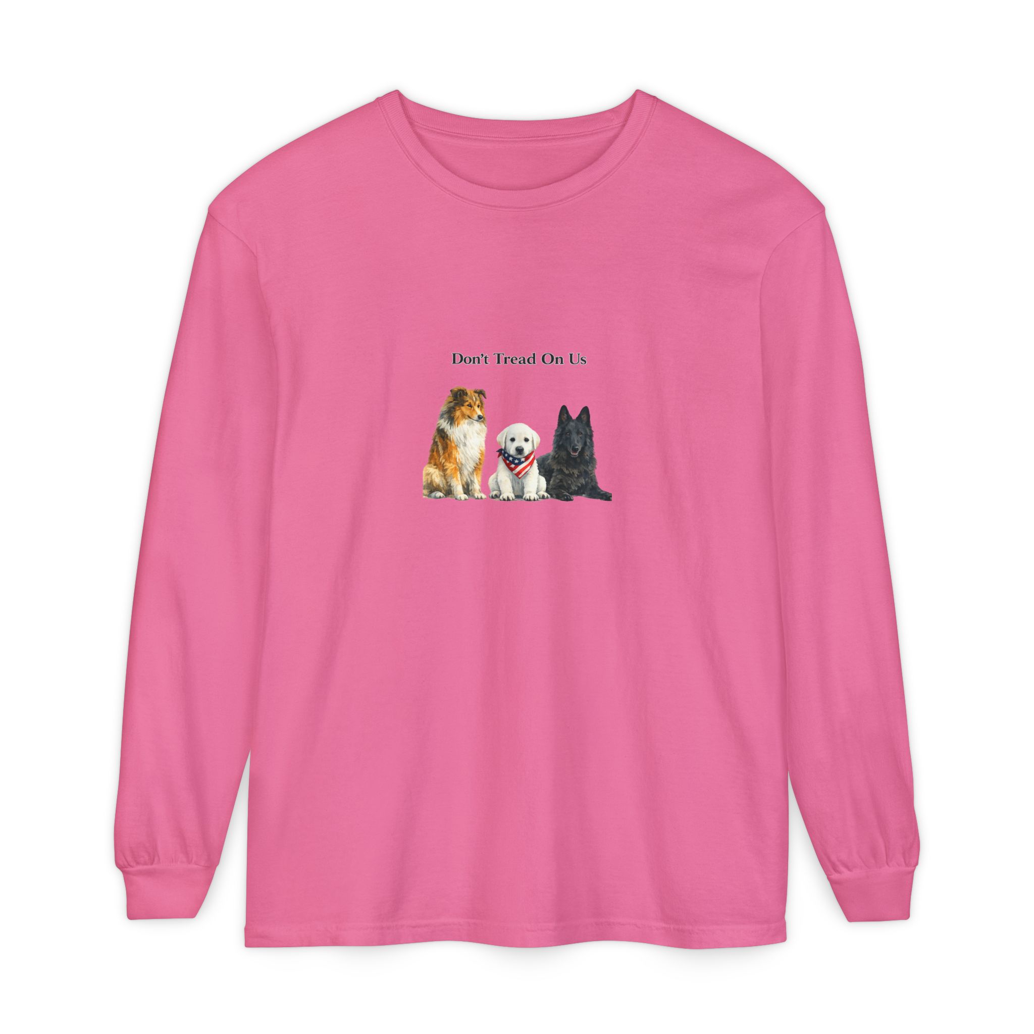 Don't Tread On Us Dogs Long Sleeve T-Shirt | Trio of Dog Portraits - Image 41