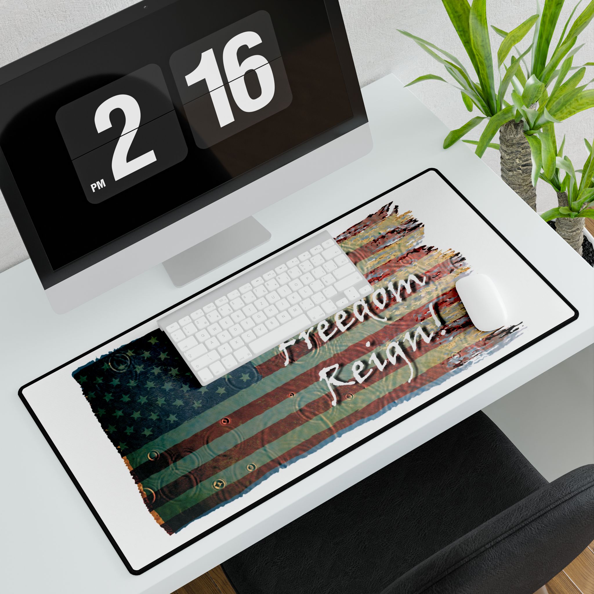 Patriotic Desk Mat - Let Freedom Reign, Office Decor, USA Flag, Home Office Accessory, Gift for Veterans - Image 3