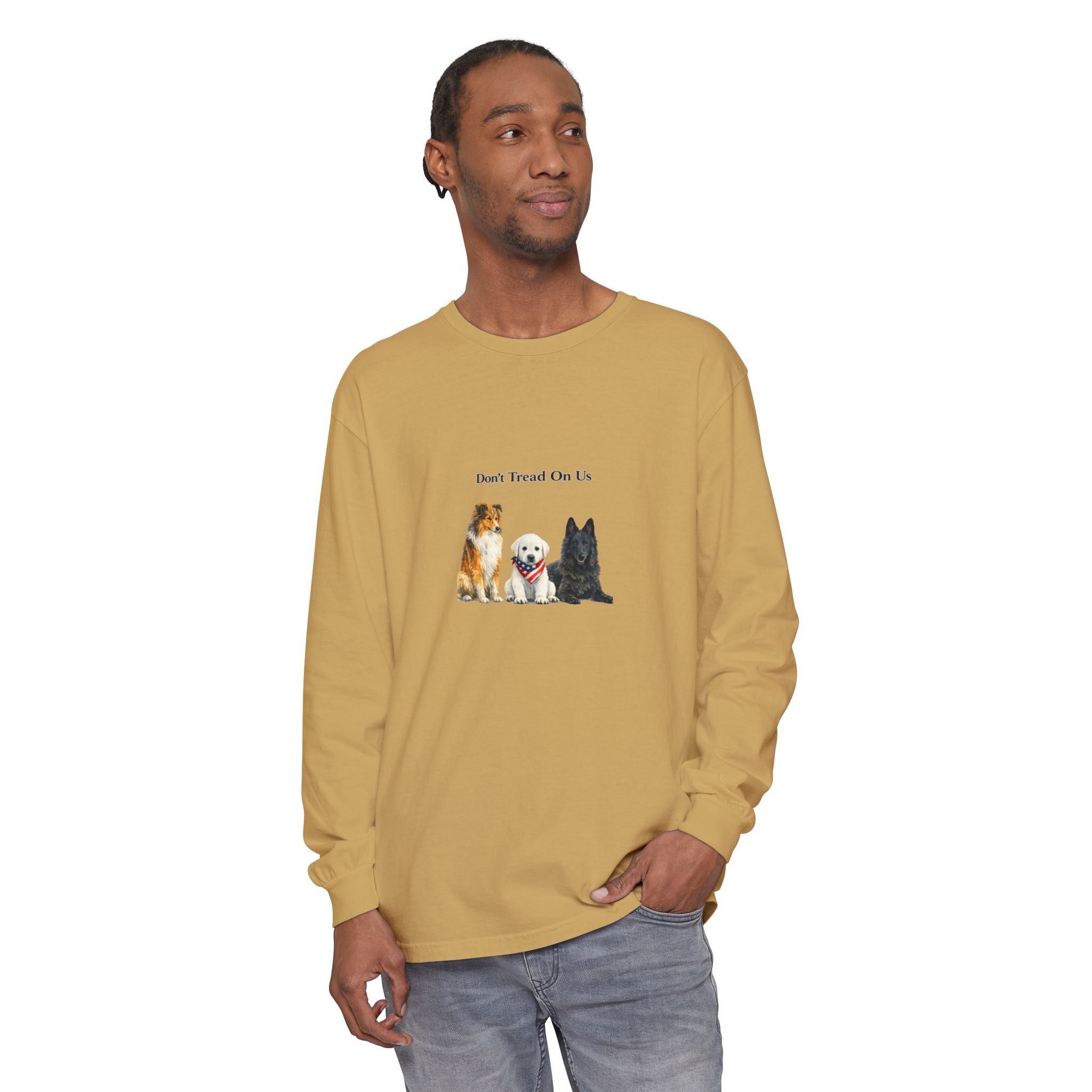 Don't Tread On Us Dogs Long Sleeve T-Shirt | Trio of Dog Portraits - Image 11