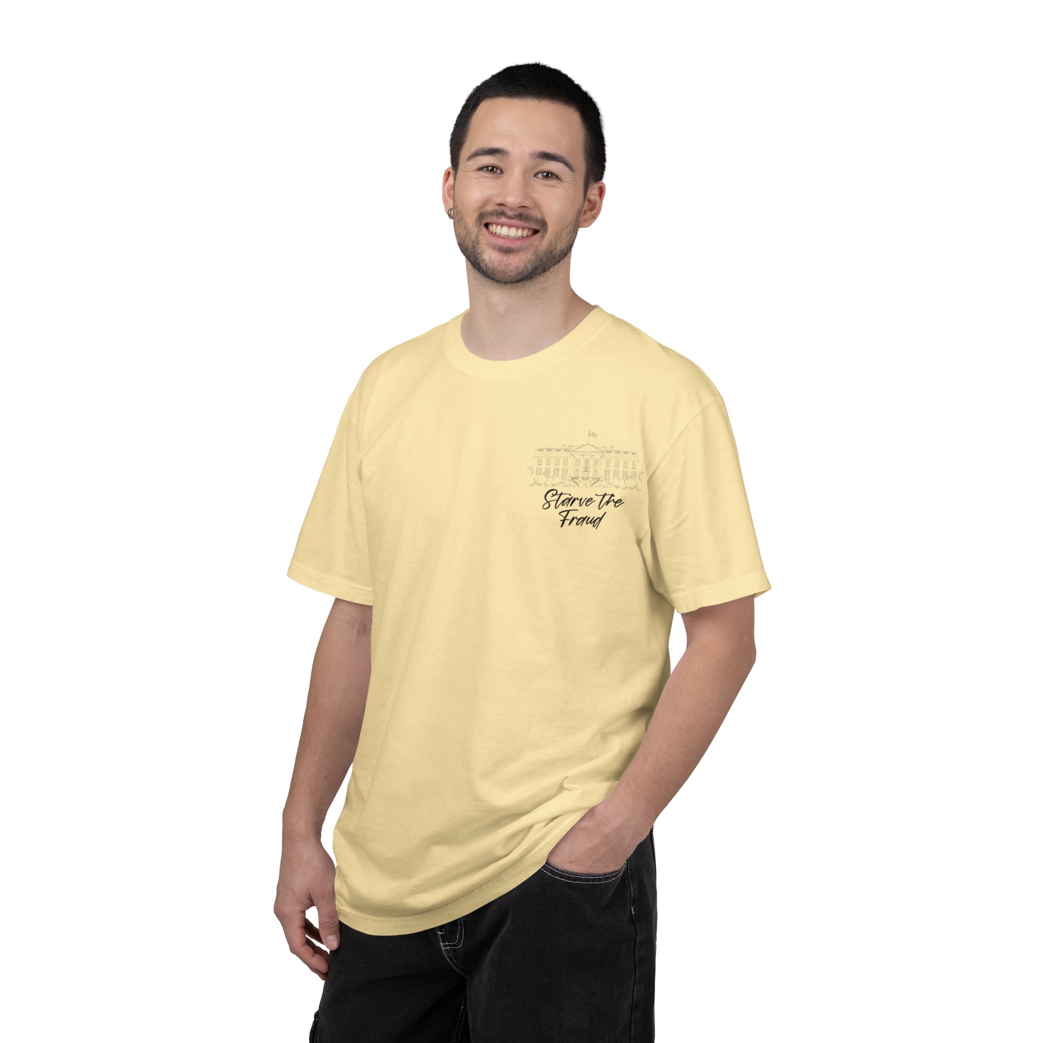Starve the Fraud Graphic T-Shirt — Political Satire Tee - Image 24