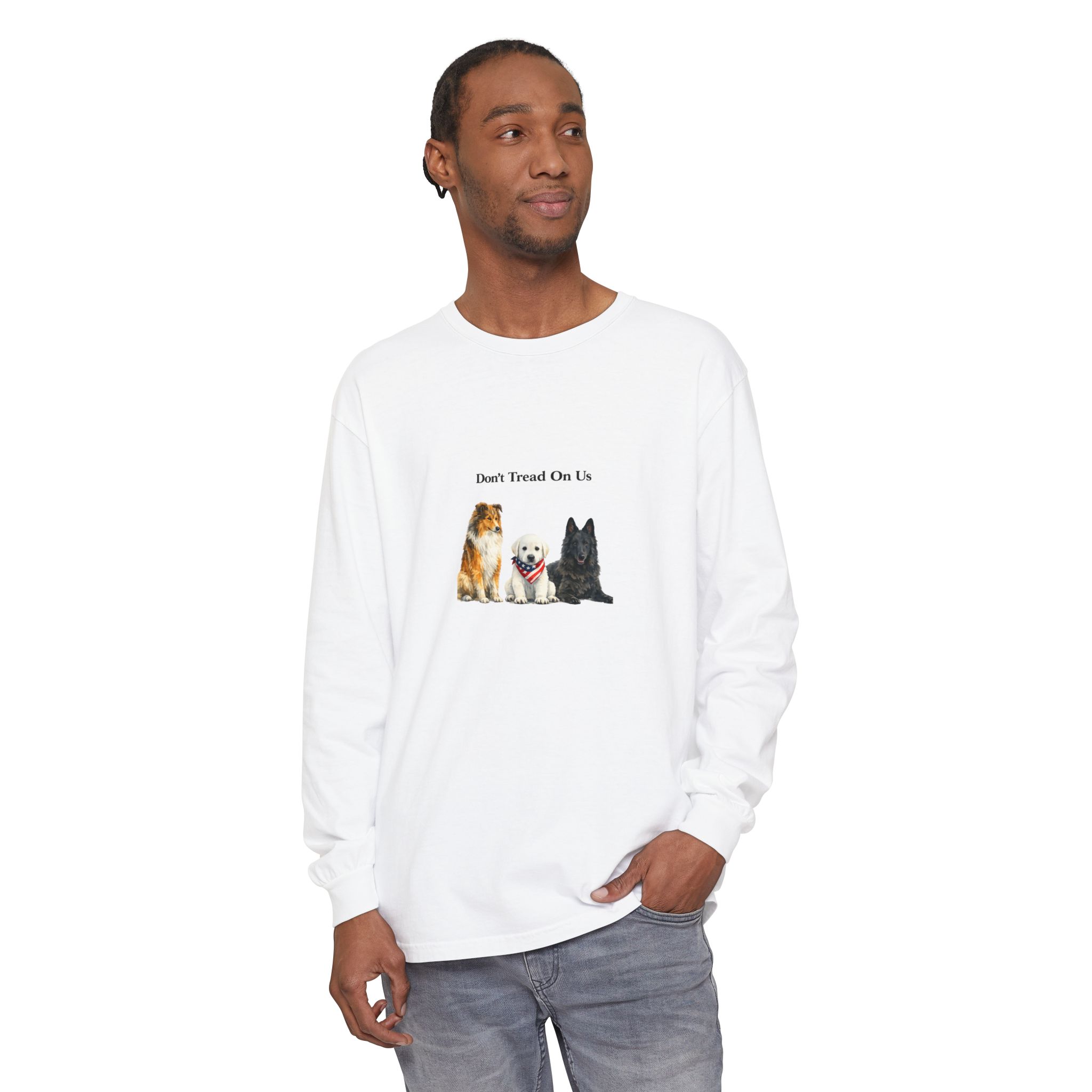 Don't Tread On Us Dogs Long Sleeve T-Shirt | Trio of Dog Portraits - Image 3