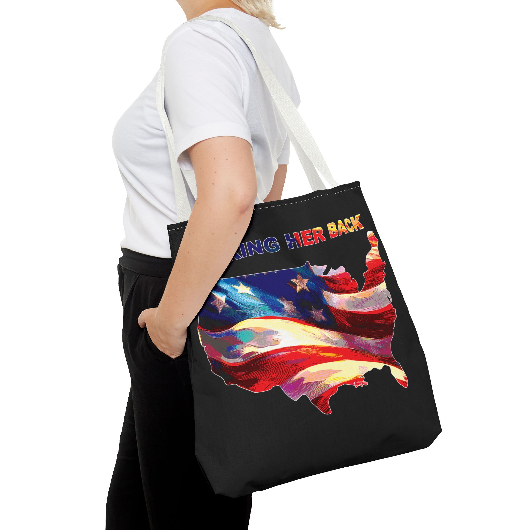 Patriotic Tote Bag - 'Taking Her Back' Design for Fourth of July and Veterans Day - Image 36