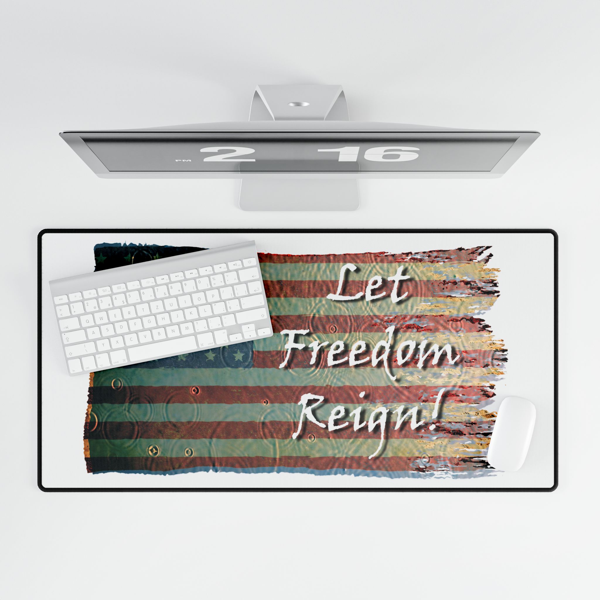 Patriotic Desk Mat - Let Freedom Reign, Office Decor, USA Flag, Home Office Accessory, Gift for Veterans - Image 4