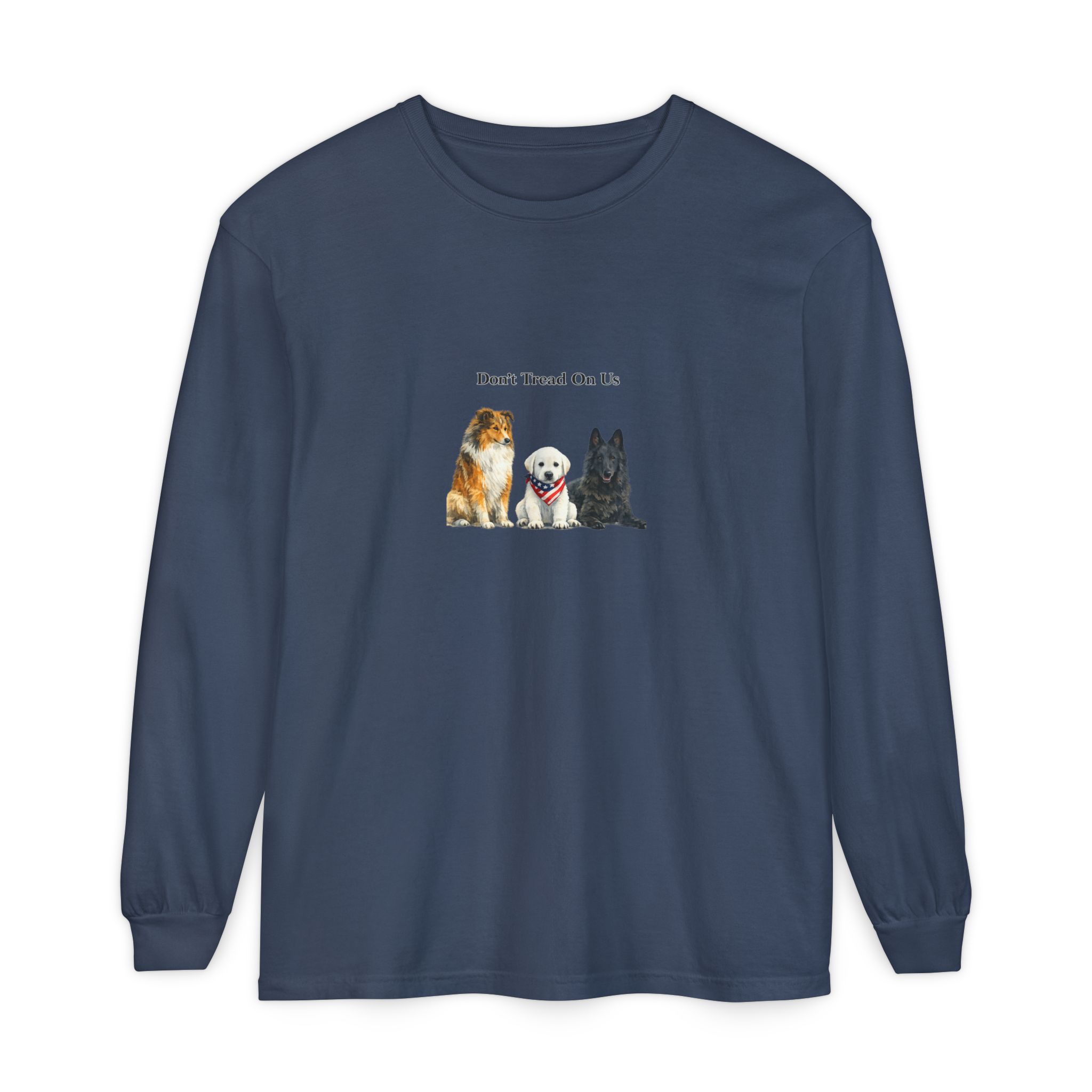 Don't Tread On Us Dogs Long Sleeve T-Shirt | Trio of Dog Portraits - Image 33