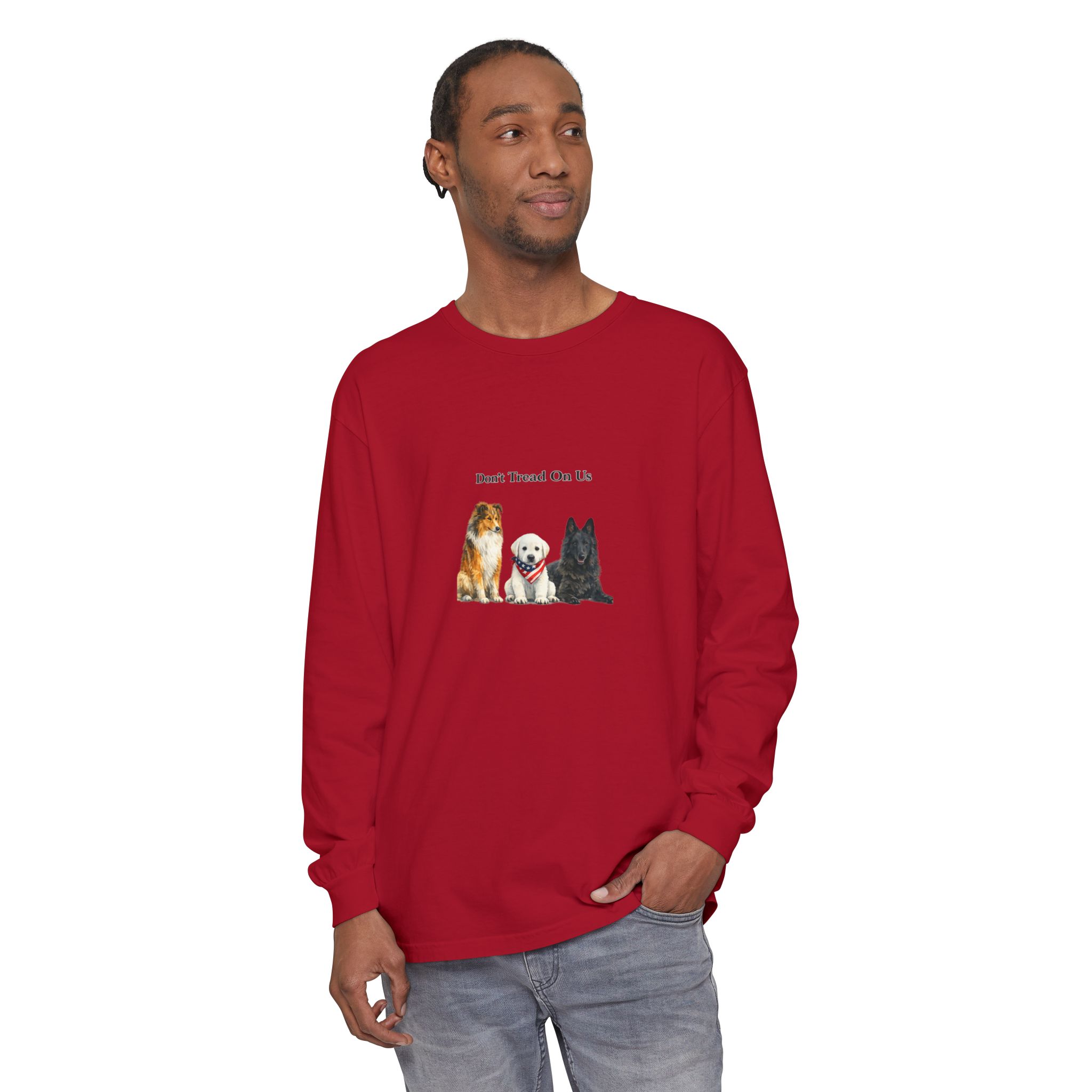 Don't Tread On Us Dogs Long Sleeve T-Shirt | Trio of Dog Portraits - Image 51