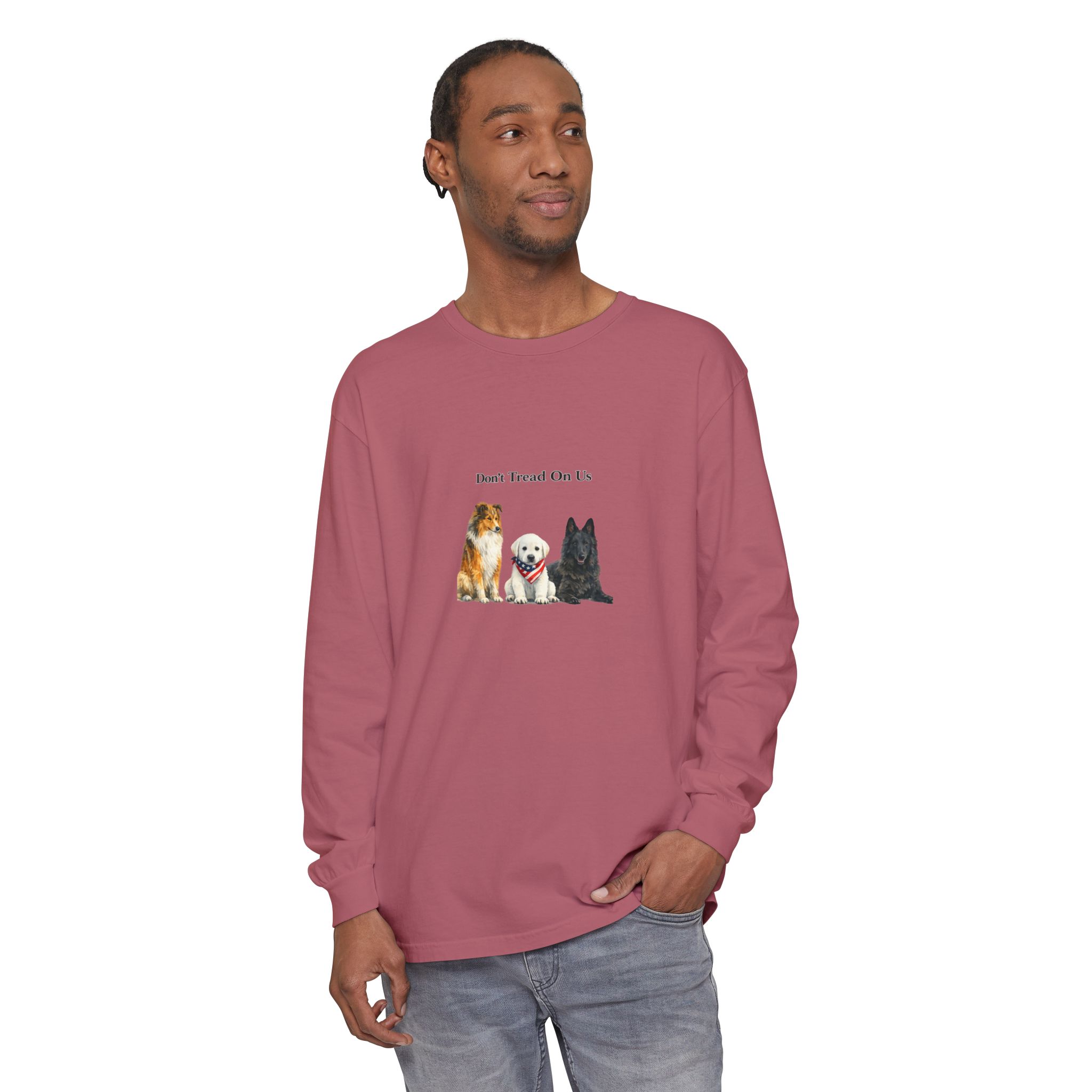 Don't Tread On Us Dogs Long Sleeve T-Shirt | Trio of Dog Portraits - Image 47