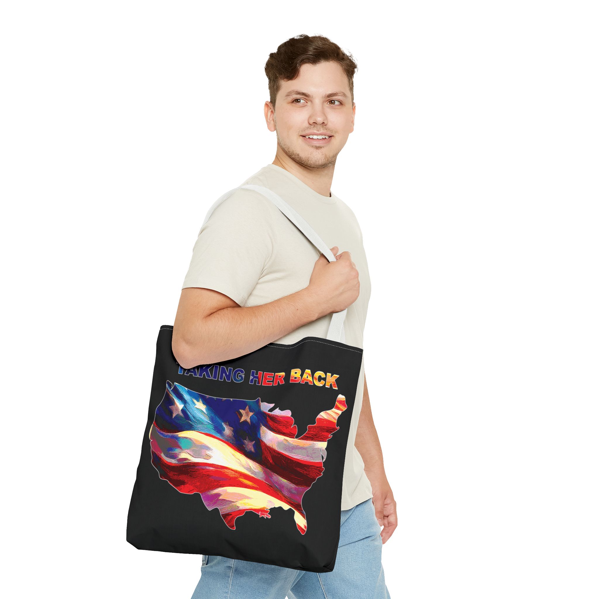 Patriotic Tote Bag - 'Taking Her Back' Design for Fourth of July and Veterans Day - Image 35