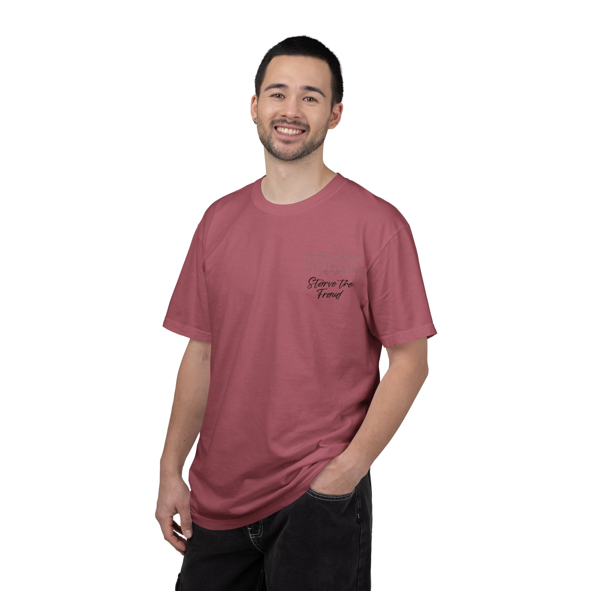 Starve the Fraud Graphic T-Shirt — Political Satire Tee - Image 56
