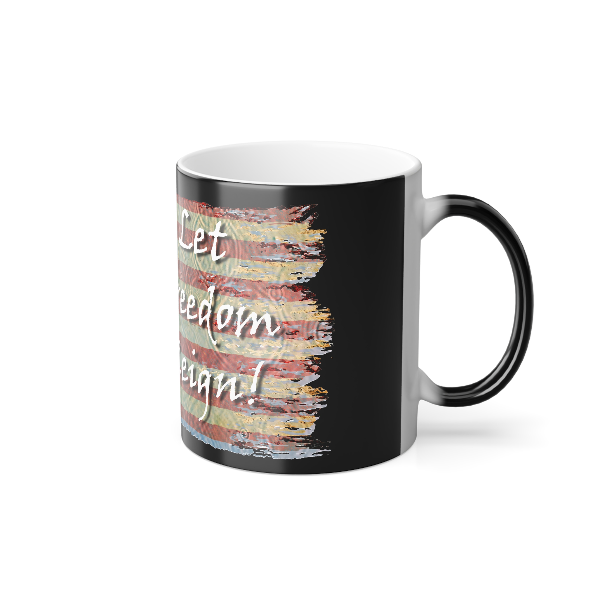 Color Morphing Mug with American Flag Design - Let Freedom Reign, Unique Gift for Veterans, 4th of July, Independence Day, Coffee Lovers - Image 4