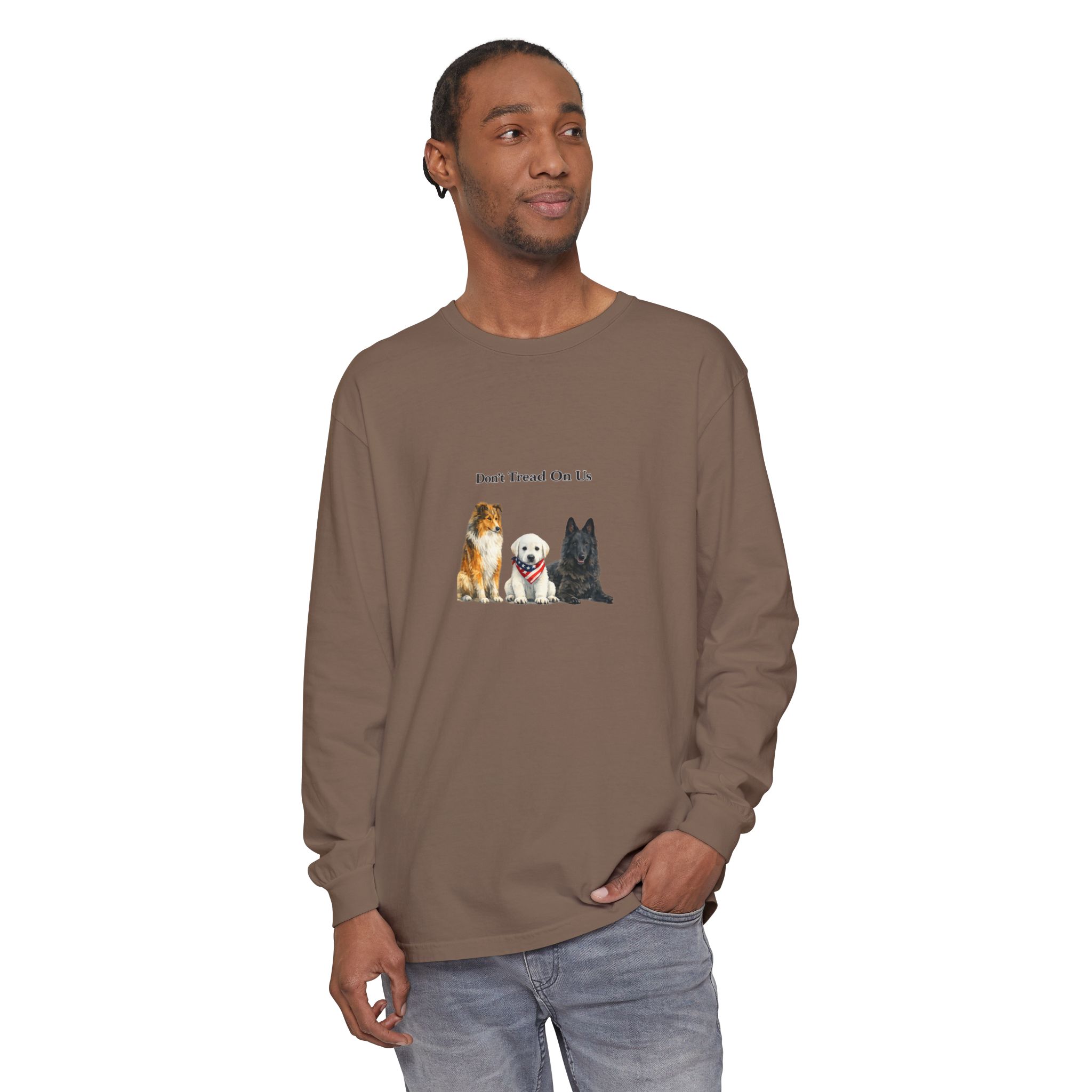 Don't Tread On Us Dogs Long Sleeve T-Shirt | Trio of Dog Portraits - Image 15
