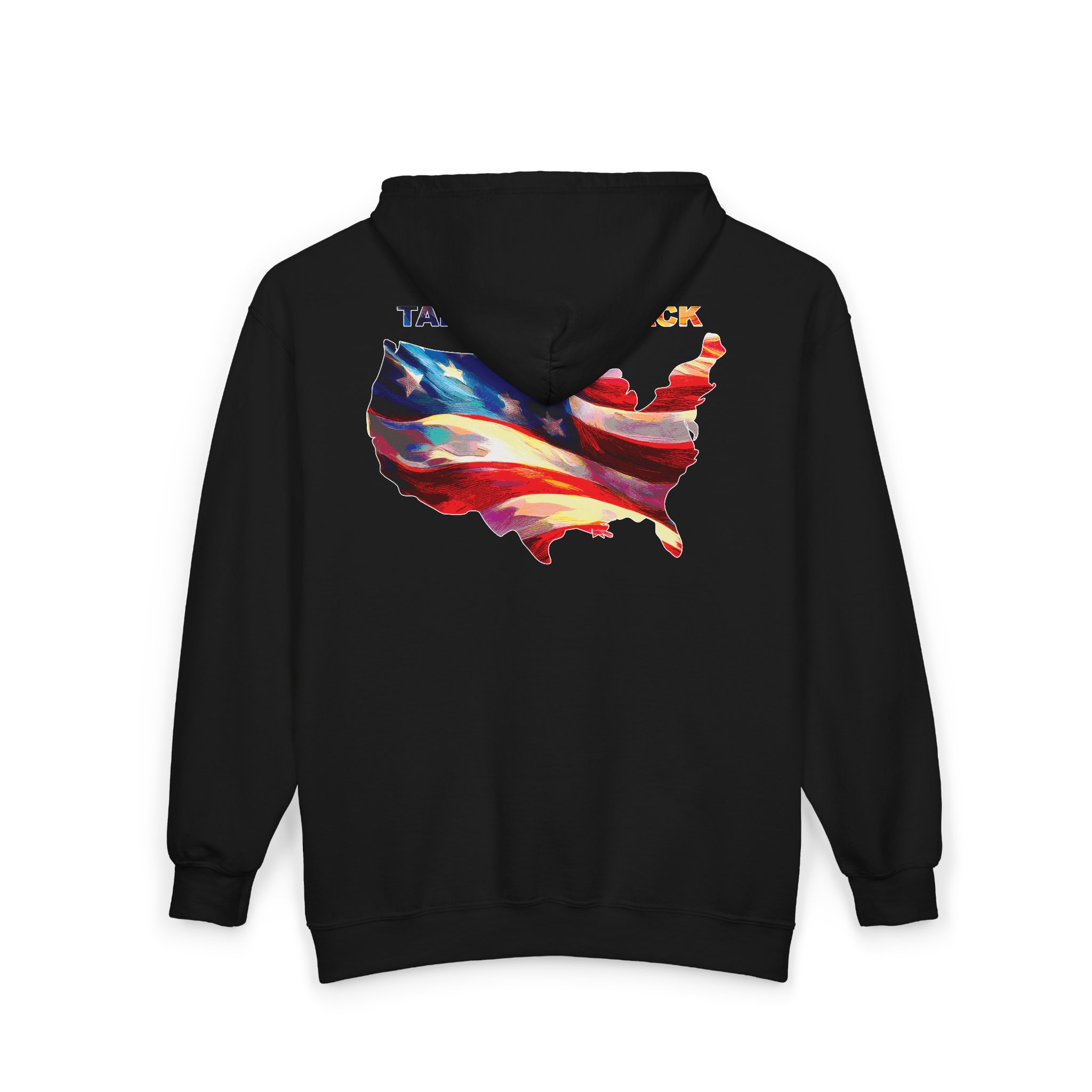 Full Zip Hooded Sweatshirt 'Taking Her Back' Patriotic Design - Image 2